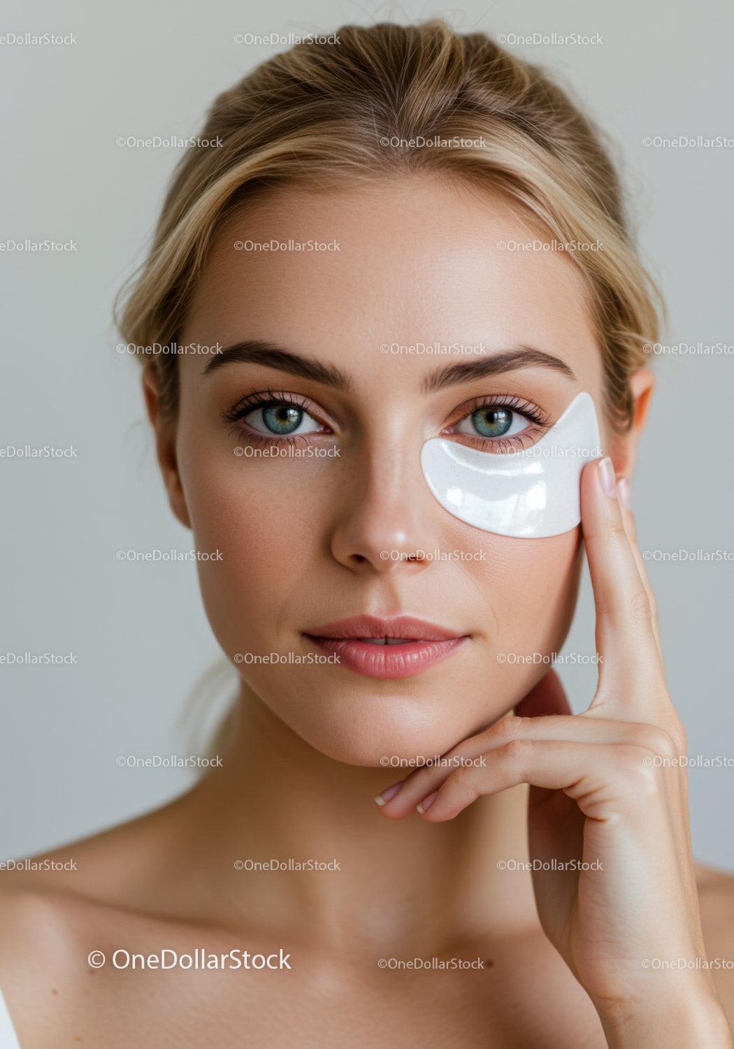 Young Woman with Beauty Eye Patches for Skin Rejuvenation