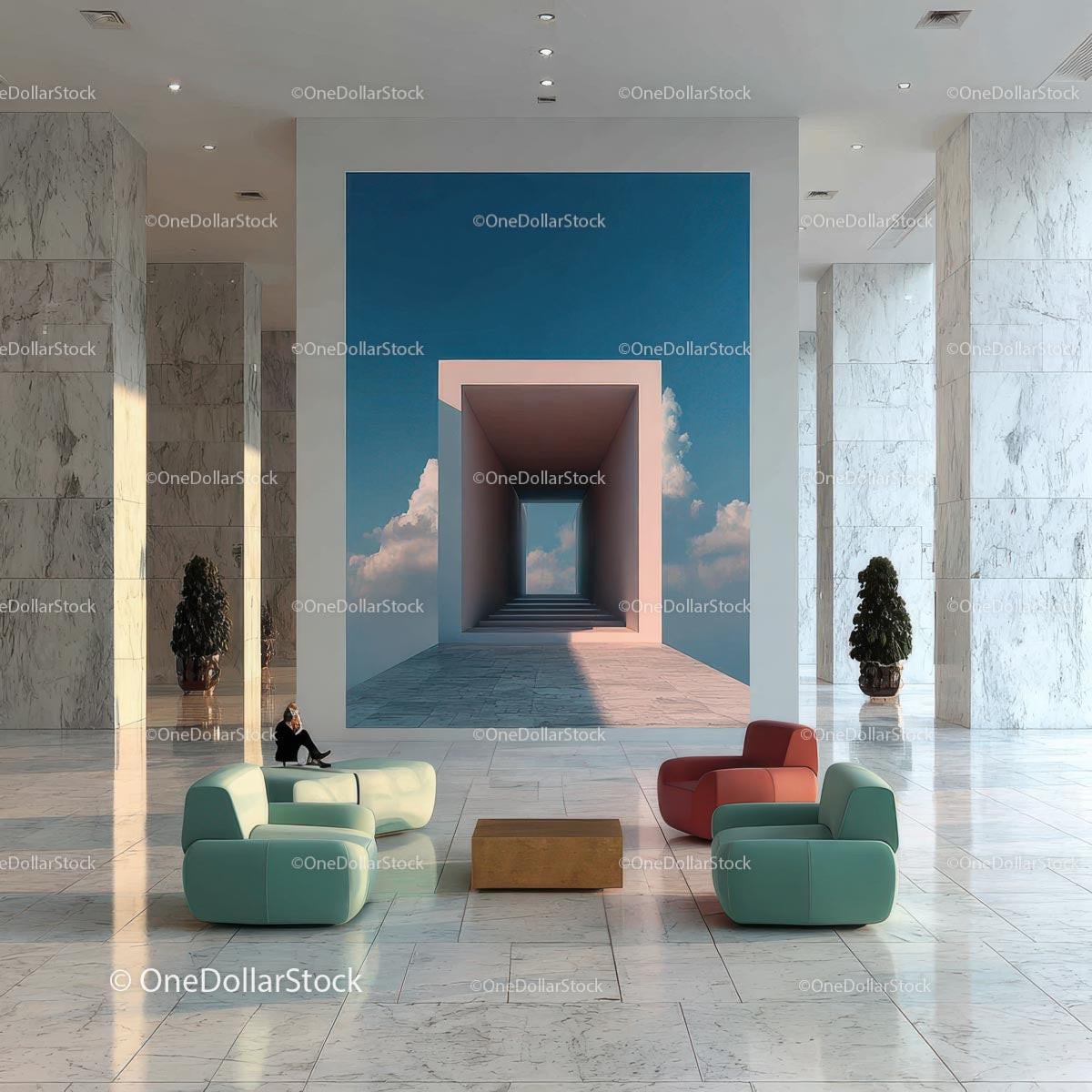 Stylish Modern Interior with Artistic Wall and Elegant Furnishings Stock Photo Bundle preview 28
