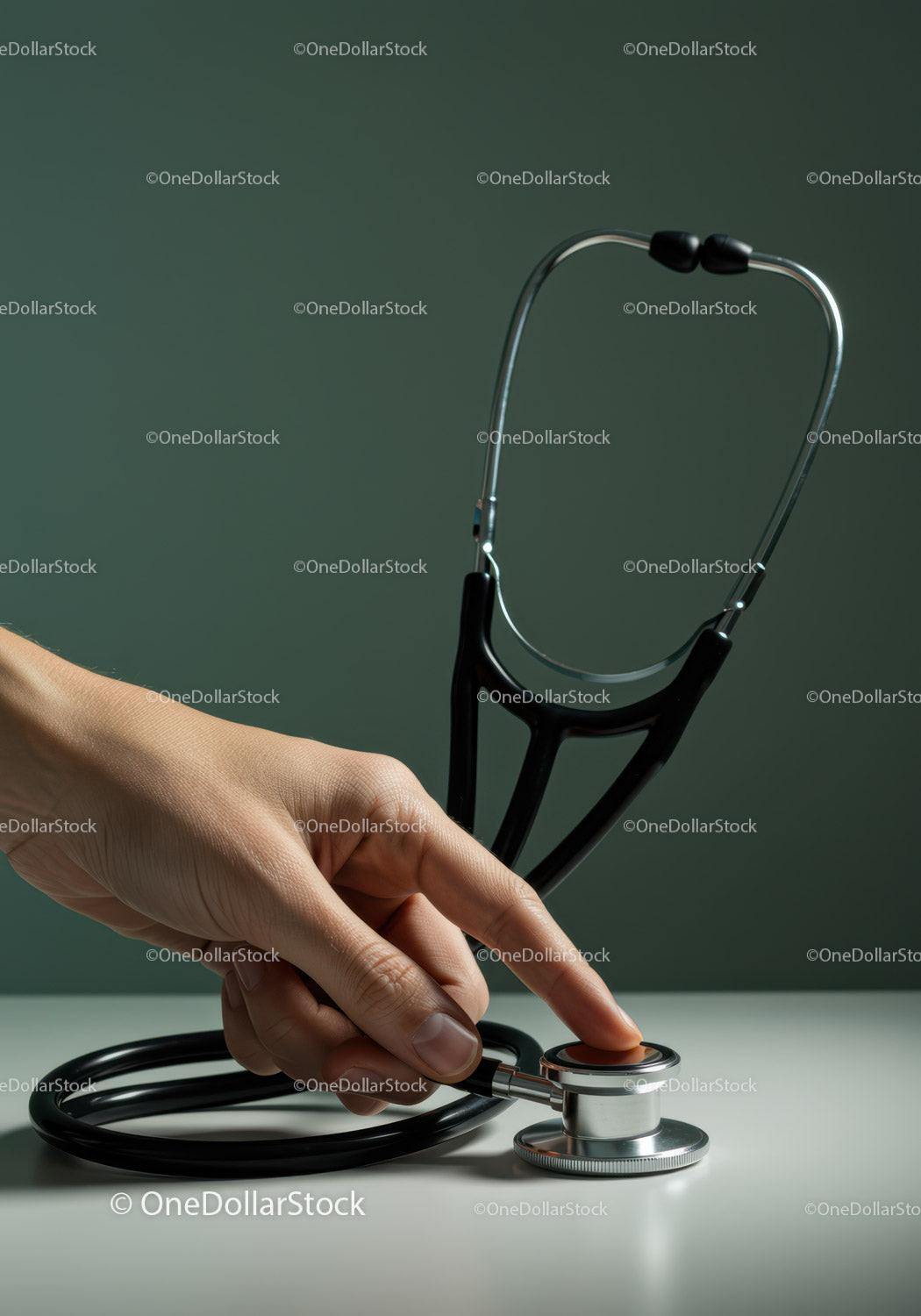 Close-up of a doctor hand holding a stethoscope for medical checkup