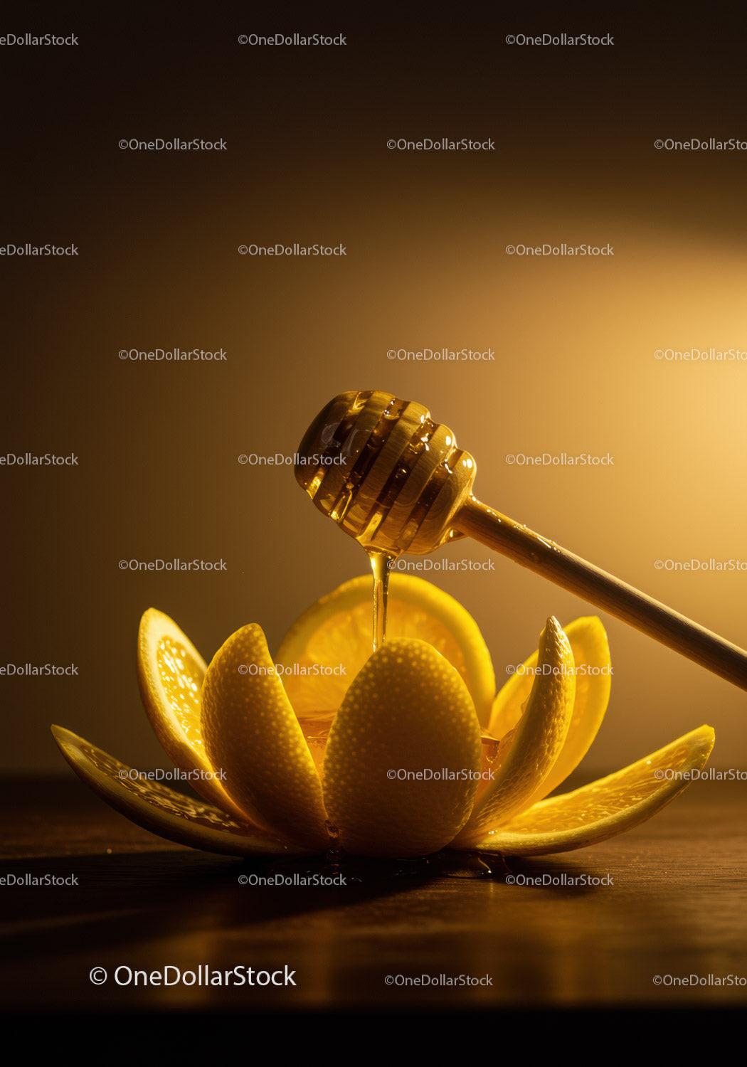 Honey Dripping onto Artfully Sliced Orange Blossom