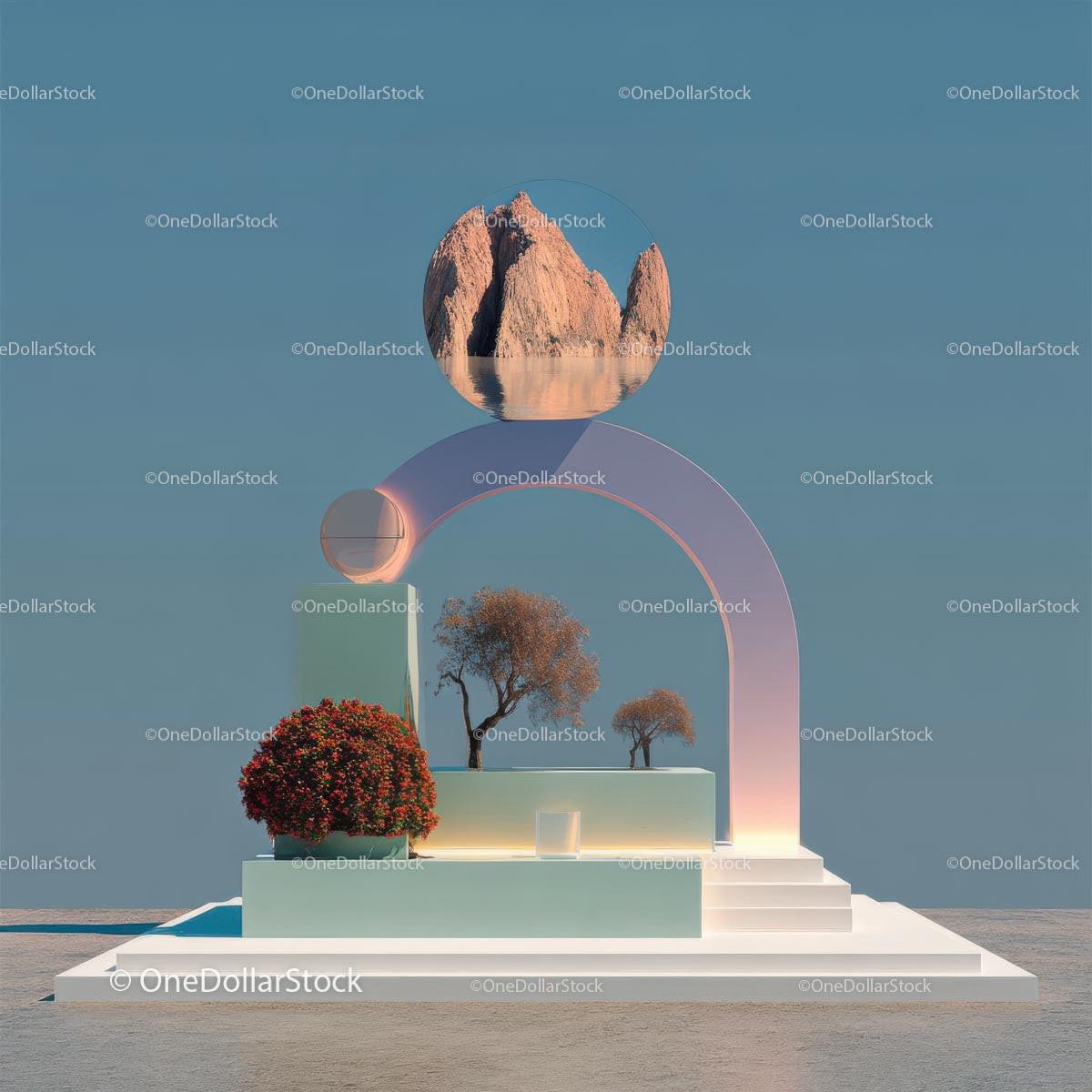Futuristic Abstract Landscape with Vibrant Red Trees Stock Photo Bundle preview 29