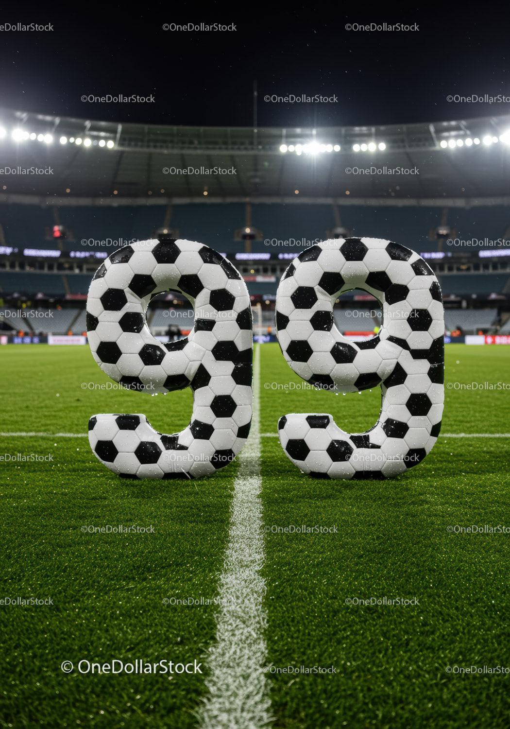Soccer Ball Inflatable Numbers On Stadium Field