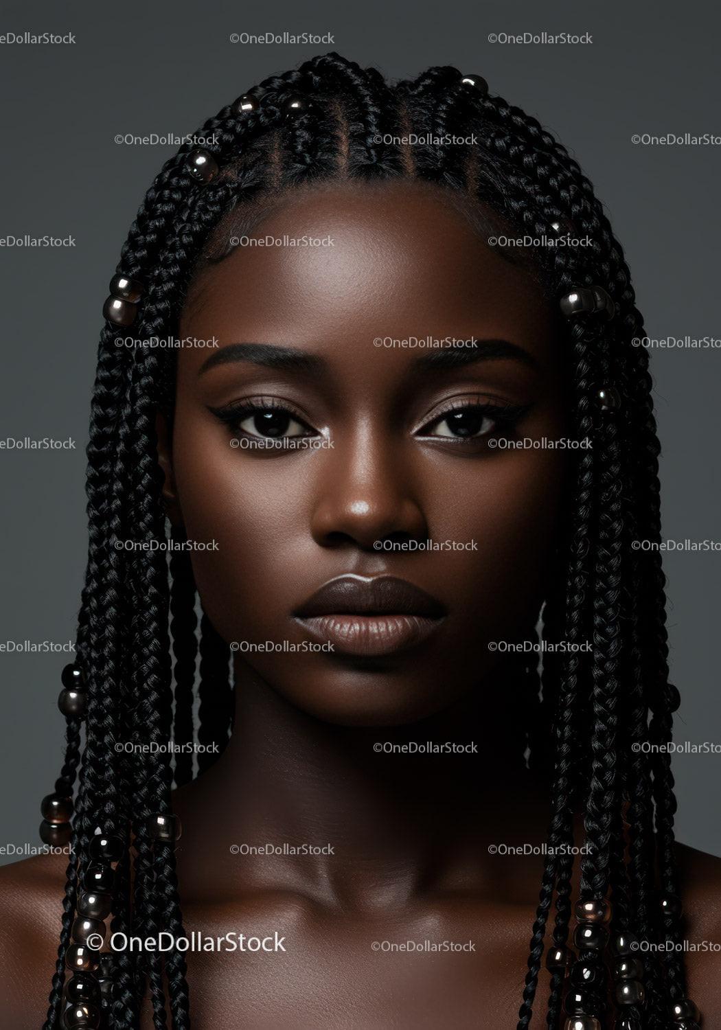 Elegant African Woman with Braided Hair and Beaded Style