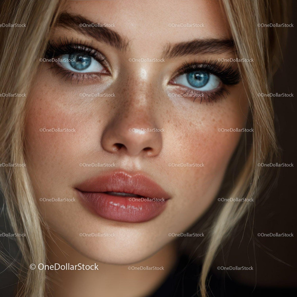 Close Up Portrait of a Woman with Blue Eyes and Natural Makeup Stock Photo Bundle preview 18