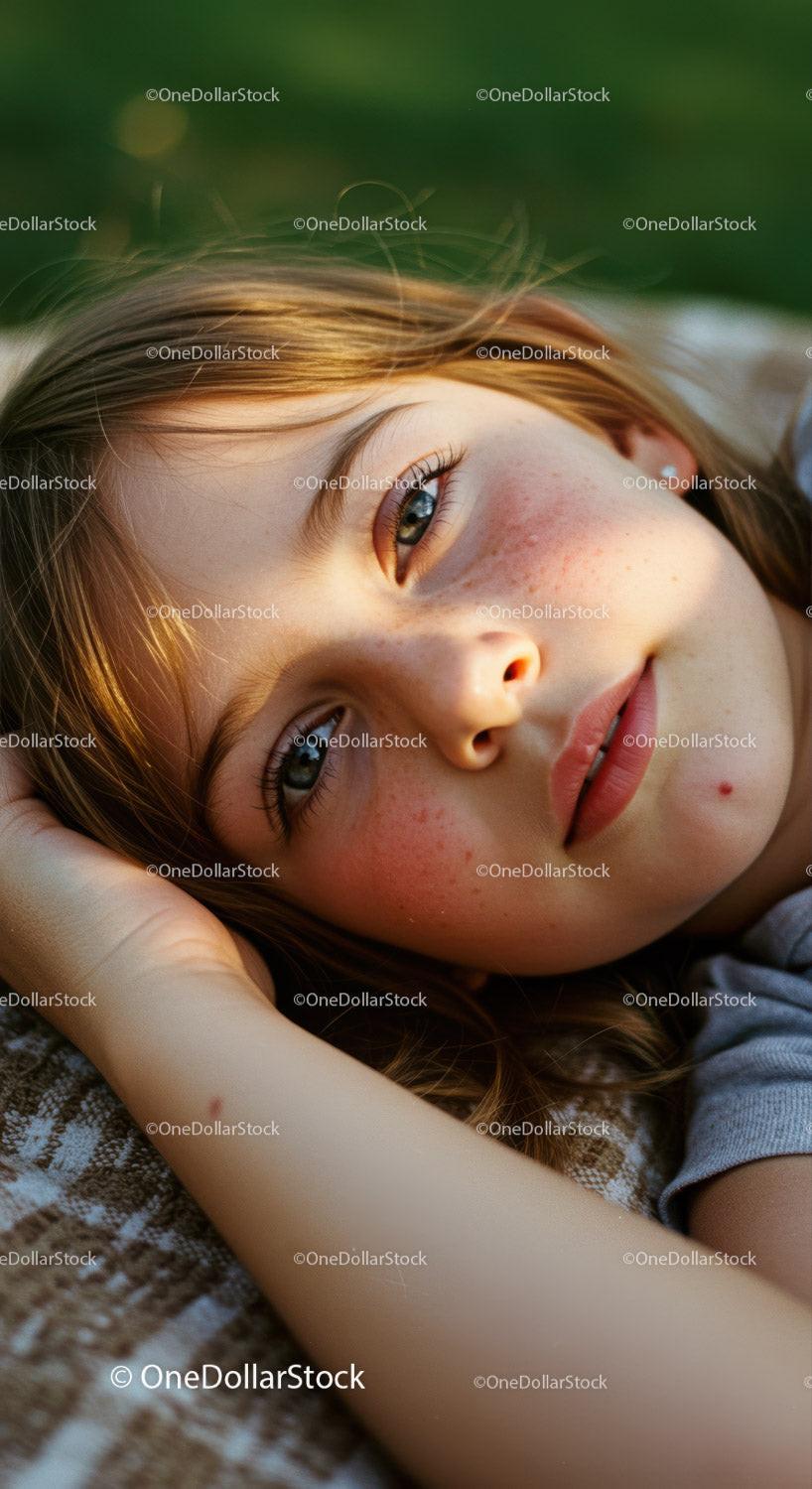 Young girl resting peacefully in natural light