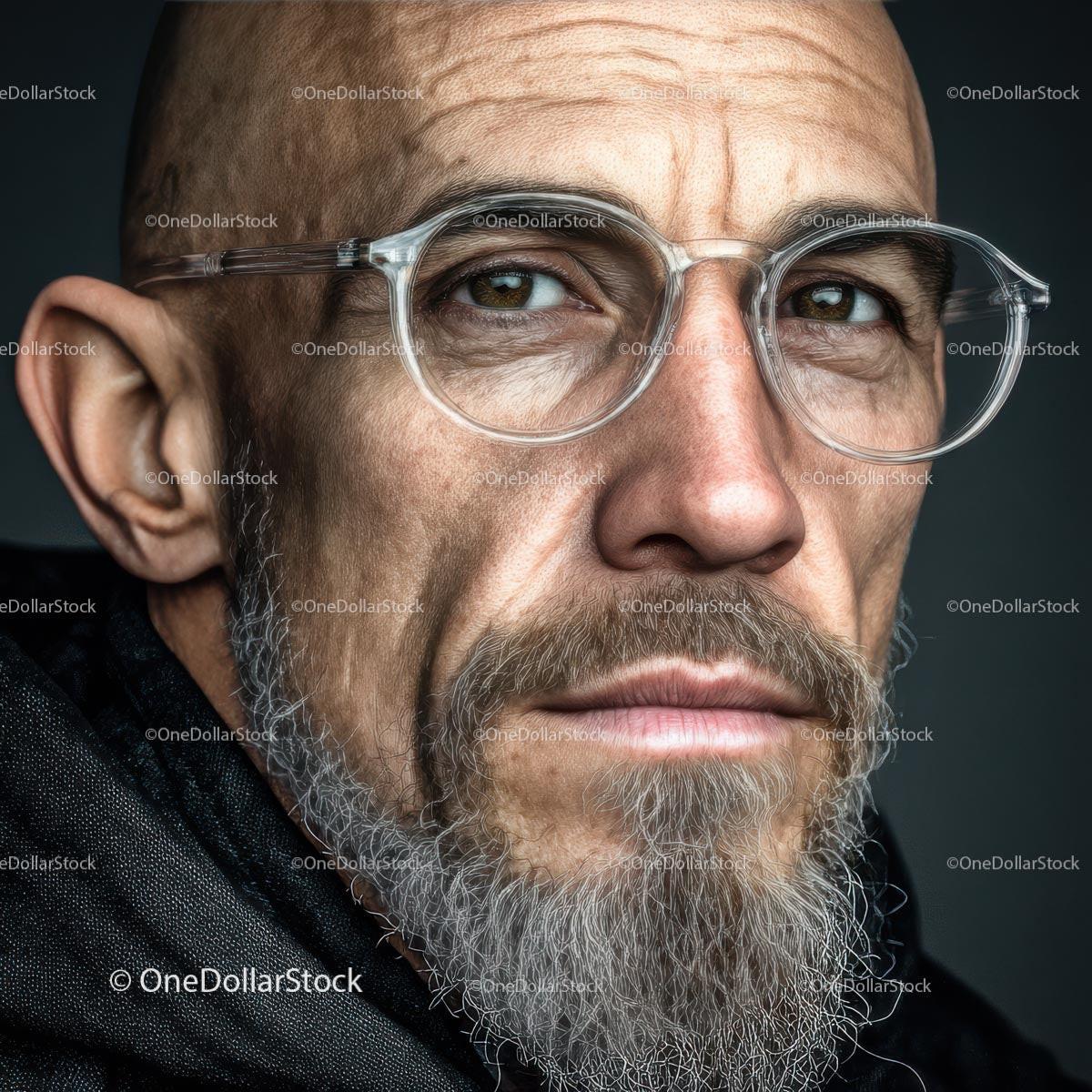 Mature Man with Glasses and a Thoughtful Expression in Portrait Stock Photo Bundle preview 19