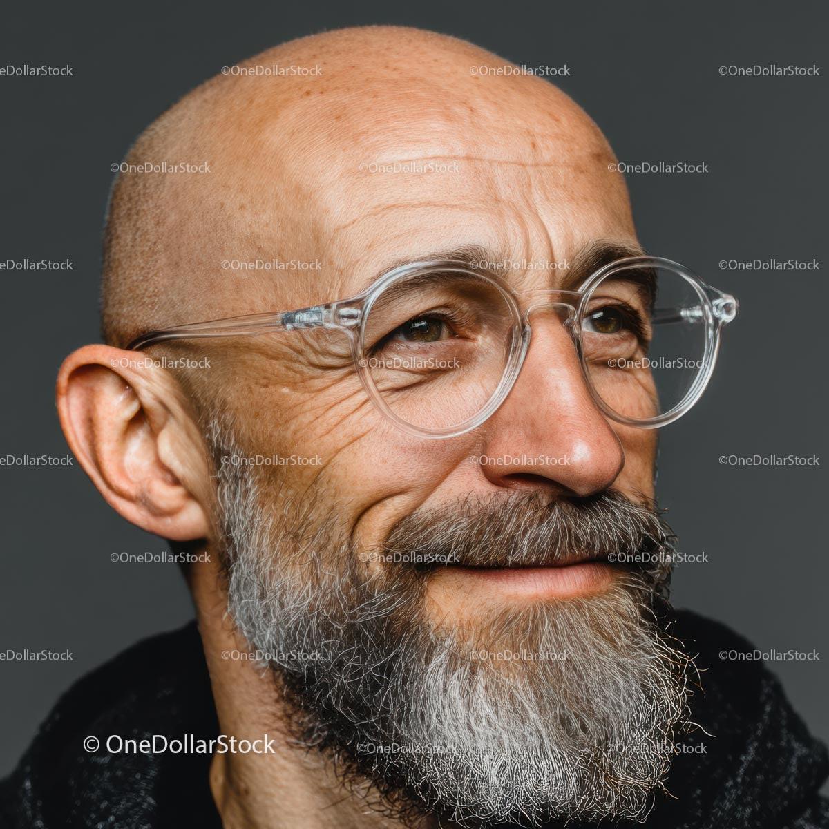 Mature Man with Glasses and a Thoughtful Expression in Portrait Stock Photo Bundle preview 23
