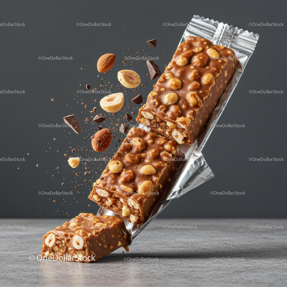 Chocolate Nut Energy Bar with Almonds and Hazelnuts