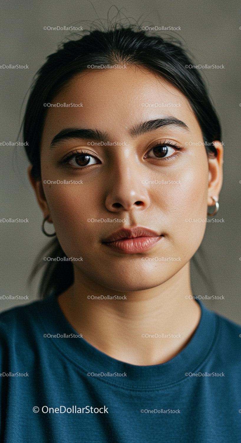 Close-up portrait of a woman with natural beauty
