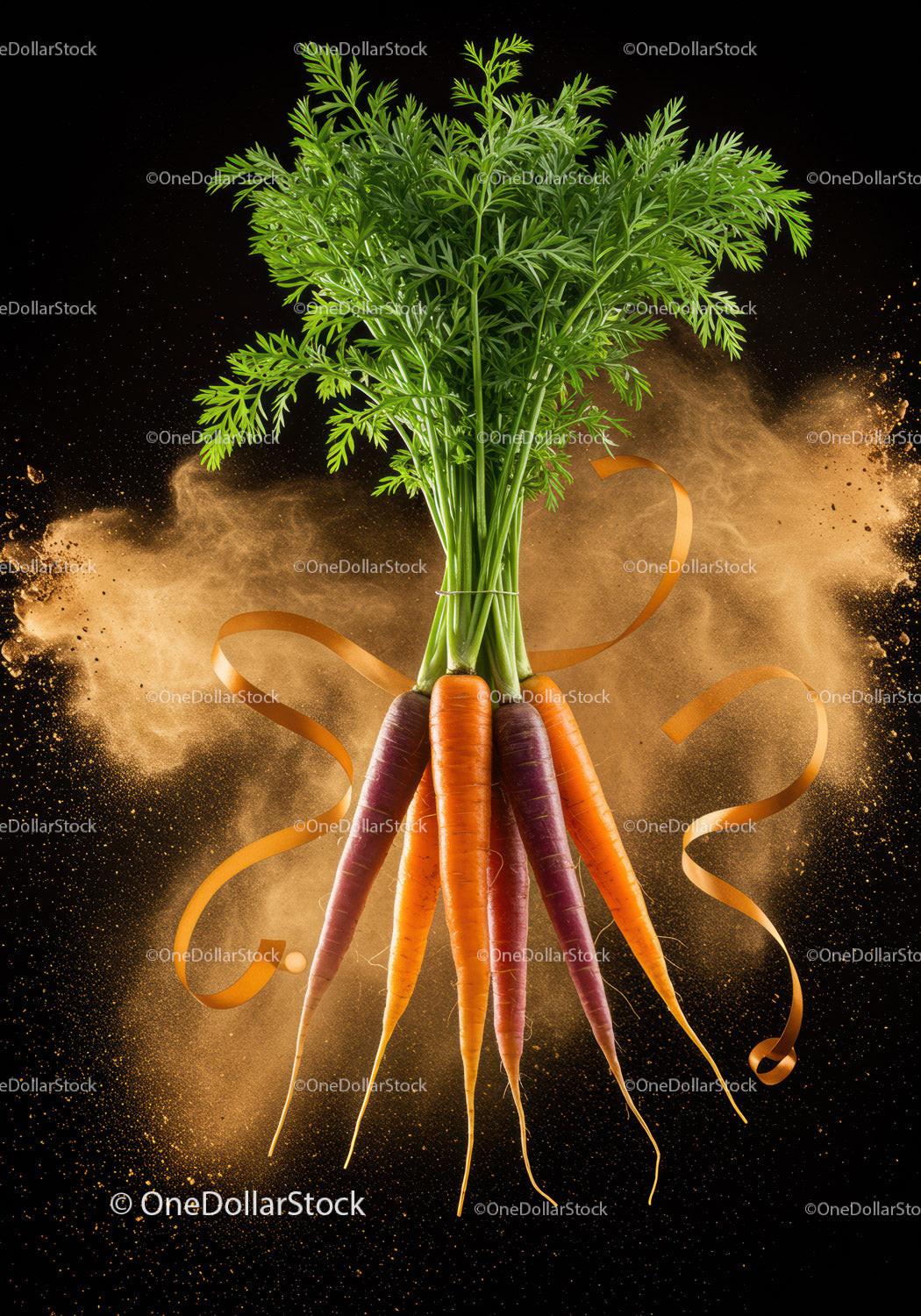 Bundle of vibrant fresh carrots with lush green tops