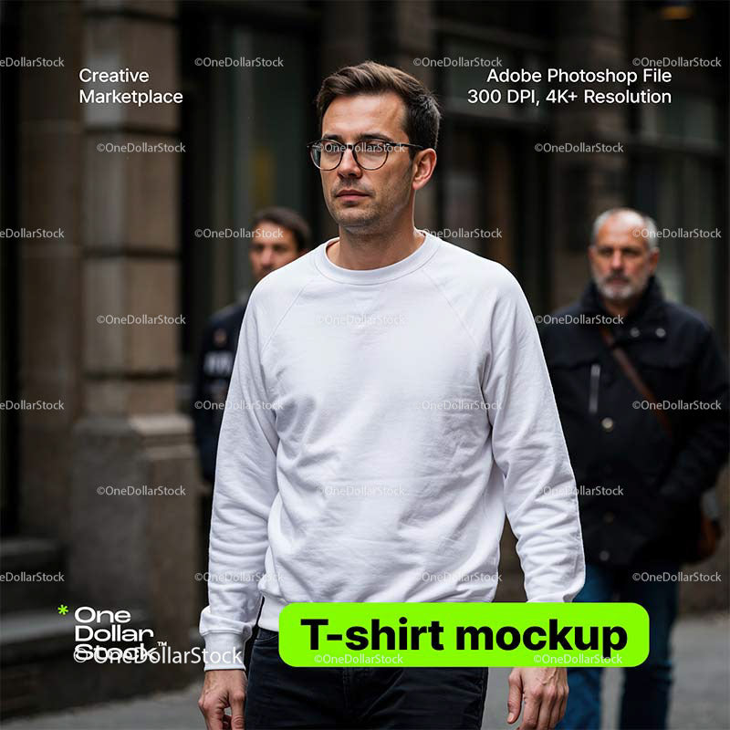 editable PSD mockup for Male white t-shirt