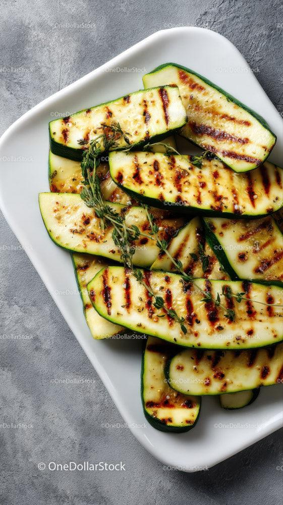 Grilled Zucchini Slices with Herbs for Healthy Summer Cooking Stock Photo Bundle preview