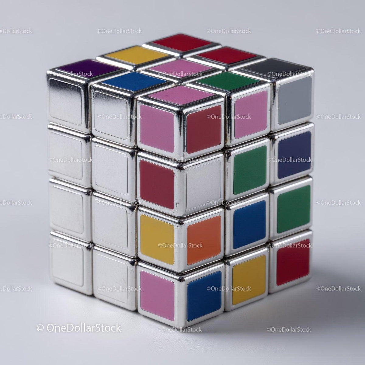 Colorful Rubik's Cube with White Background for Brain Teasers Stock Photo Bundle preview 34