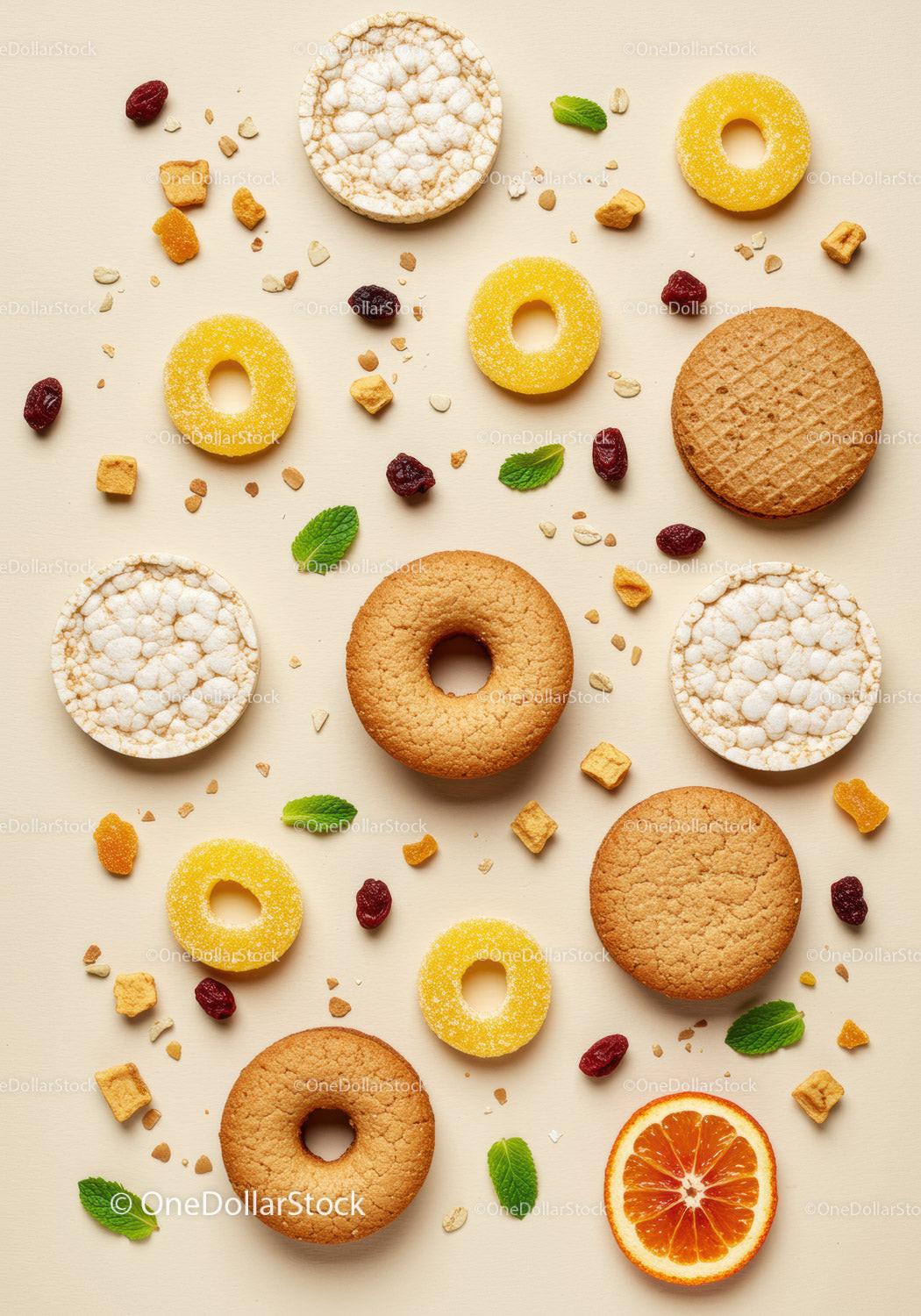 Assorted Healthy Snacks With Citrus and Mint Leaves