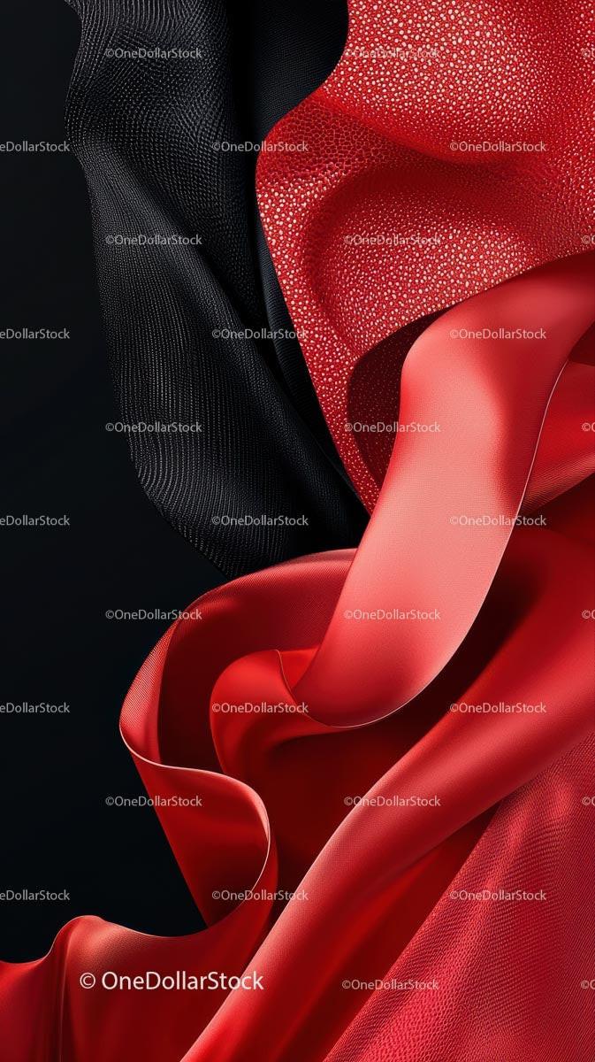 Elegant Flowing Red and Black Satin Fabric Textures