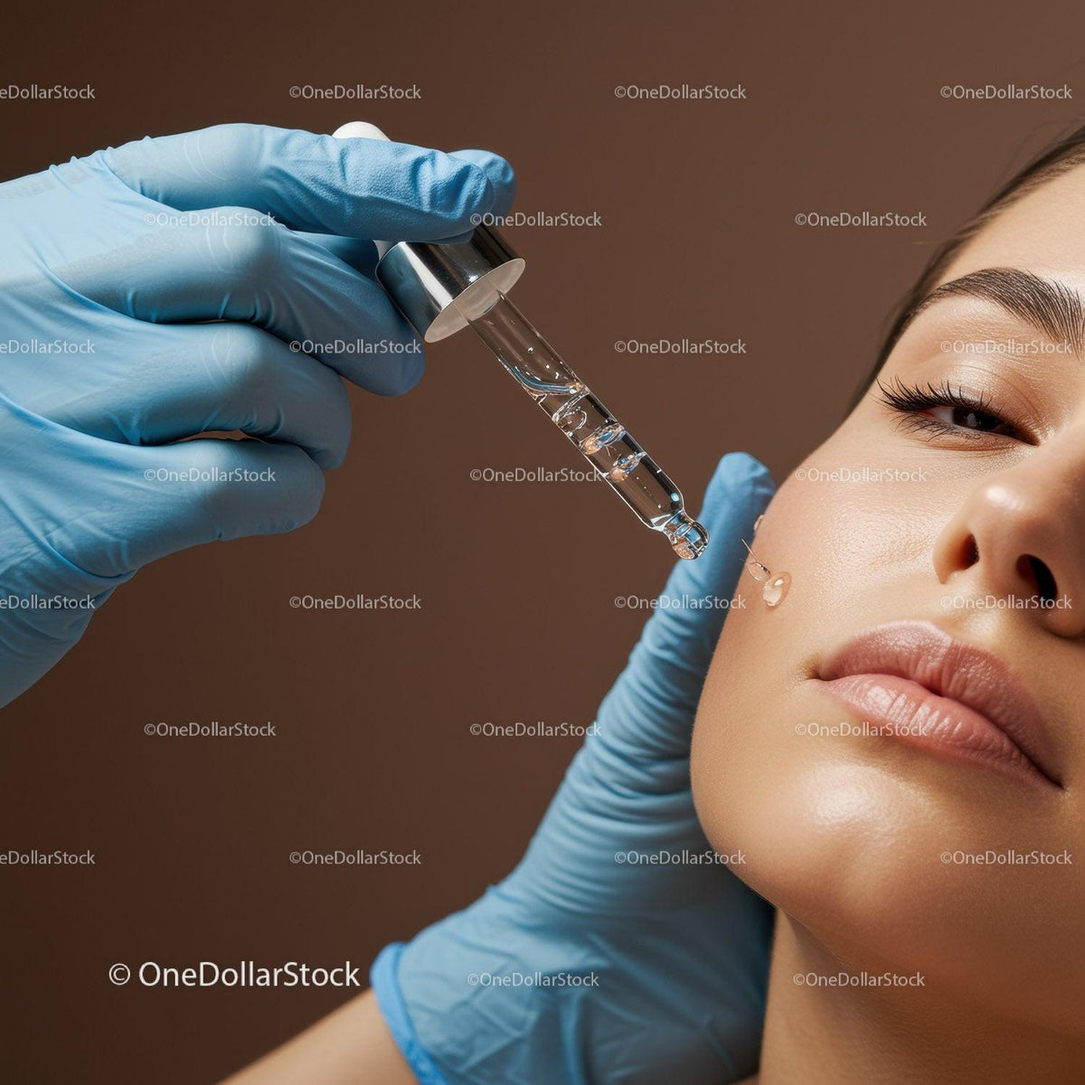 Close-up of Woman Receiving Cosmetic Facial Injection in a Beauty Clinic