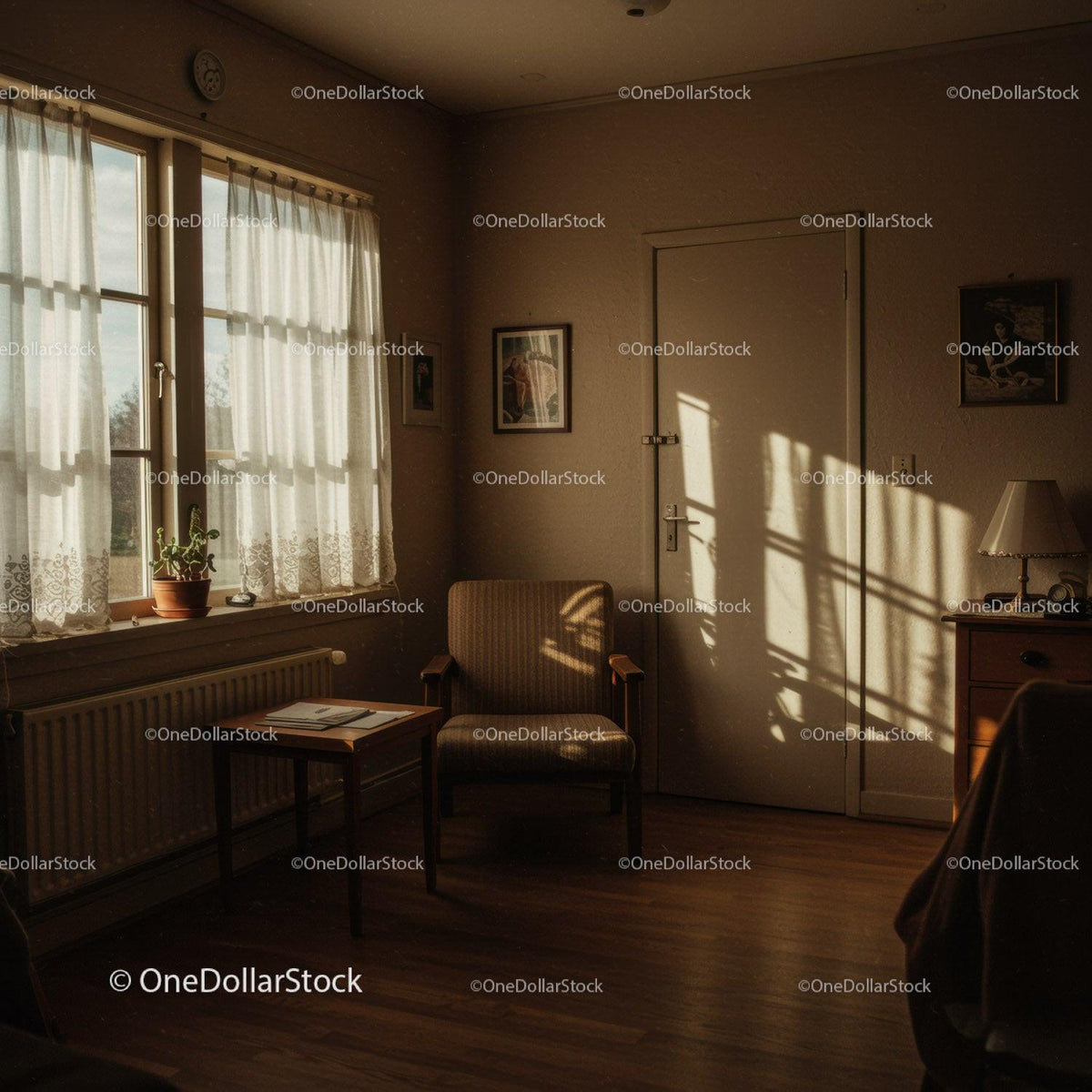 Sunlit Cozy Room with Wooden Furniture and Classic Decor
