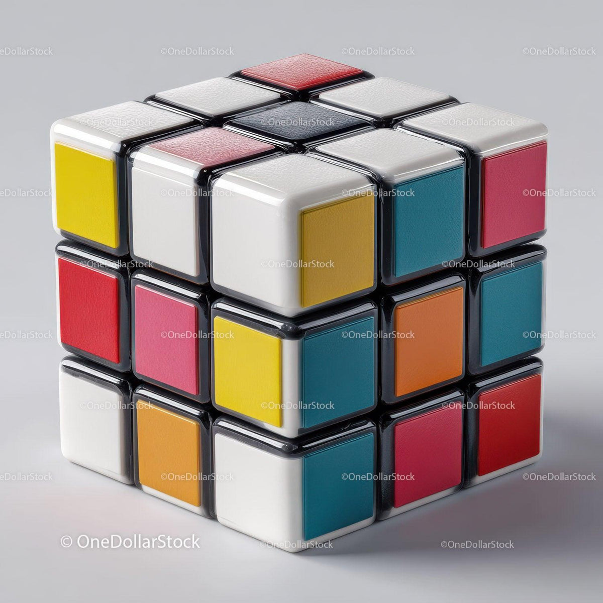 Colorful Rubik's Cube with White Background for Brain Teasers Stock Photo Bundle preview 14