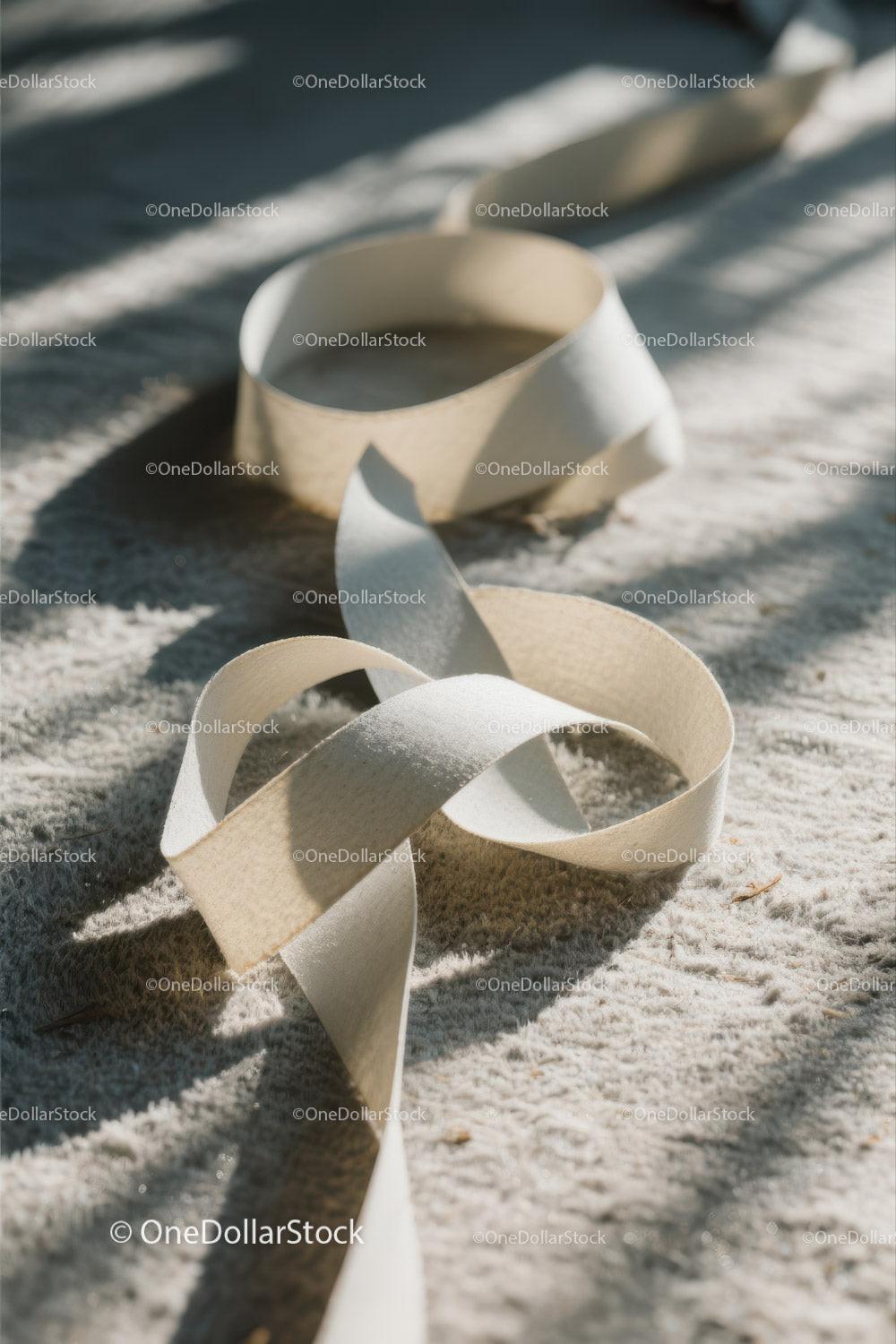 Close-up of White Plastic Ribbon Waste on Sandy Beach Stock Photo Bundle preview 8