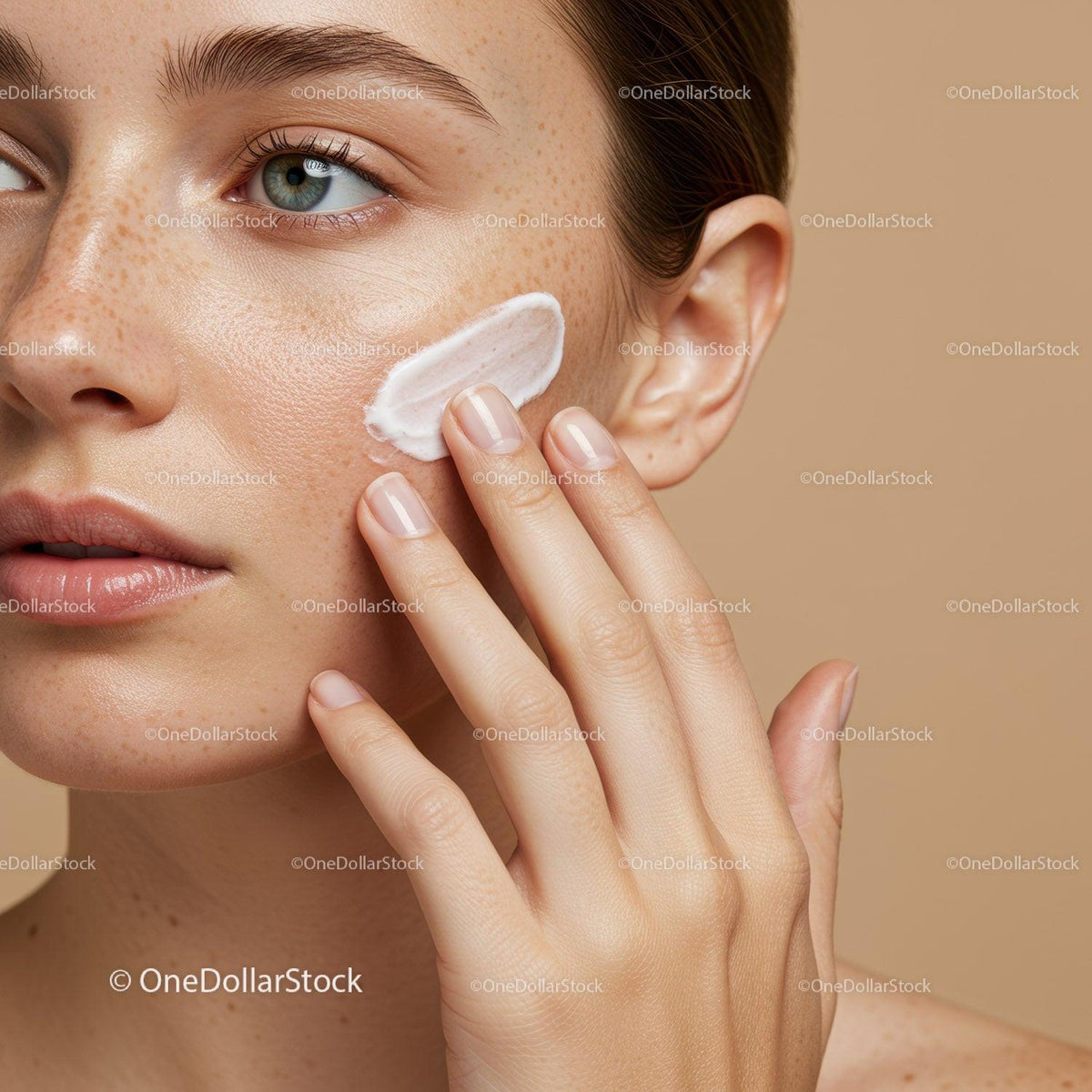 Close-Up of Woman Applying Face Cream for Glowing Skin