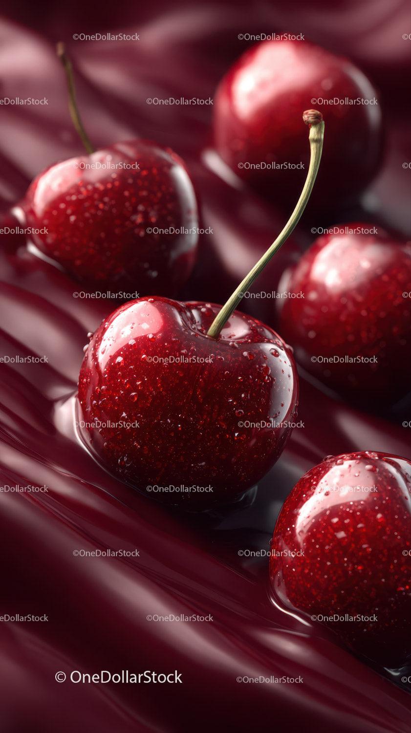 Fresh Juicy Cherries on Dark Background for Food Photography