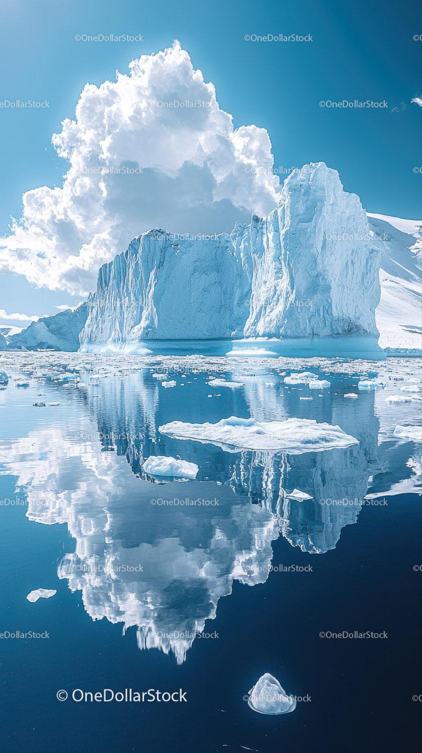 Majestic Blue Iceberg Reflecting in Calm Polar Waters Under Bright Sun Stock Photo Bundle preview 34