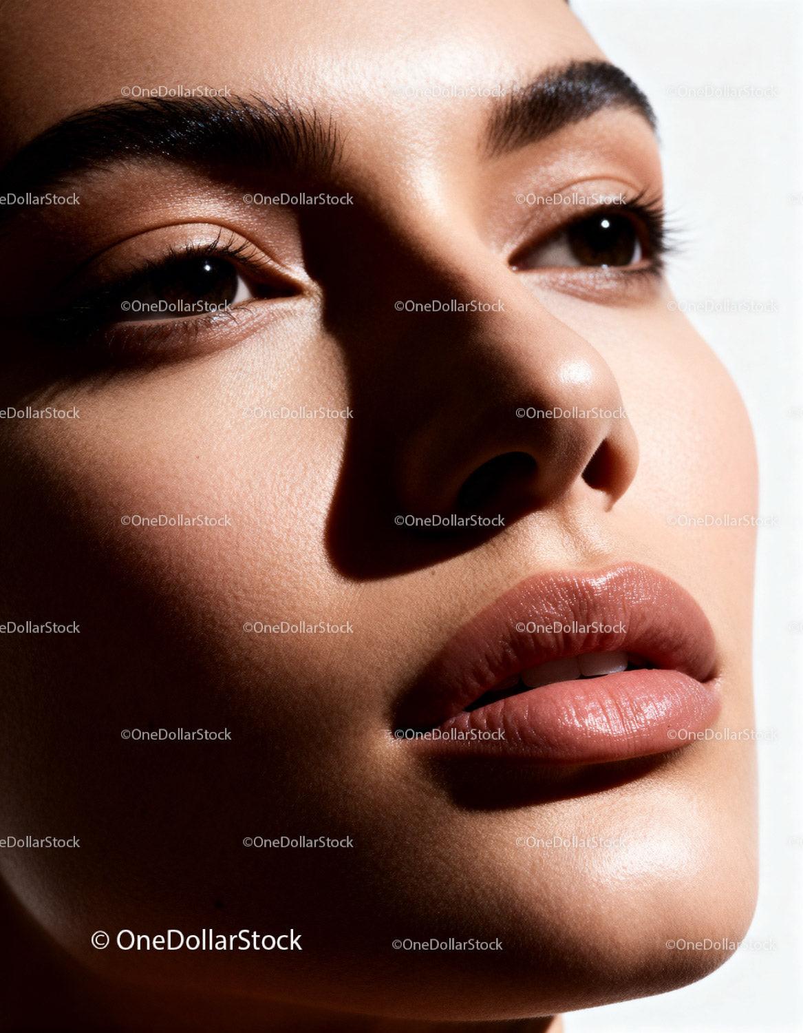 Closeup of woman’s flawless skin under natural light