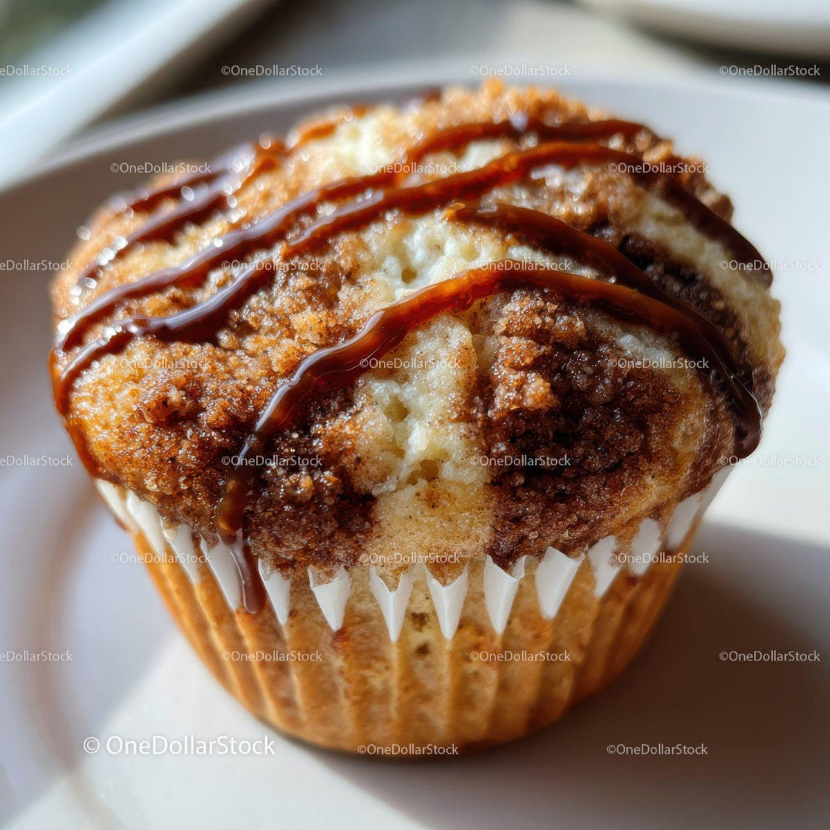 Moist Vanilla Sponge Cake with Chocolate and Caramel Sauce Stock Photo Bundle preview 12