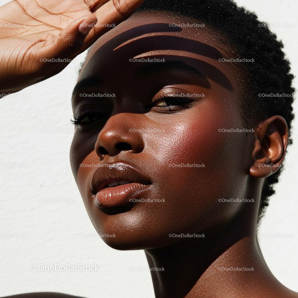 stock photo bundle made with Close-Up Portrait of a Beautiful Woman with Radiant Skin Stock Photo Bundle