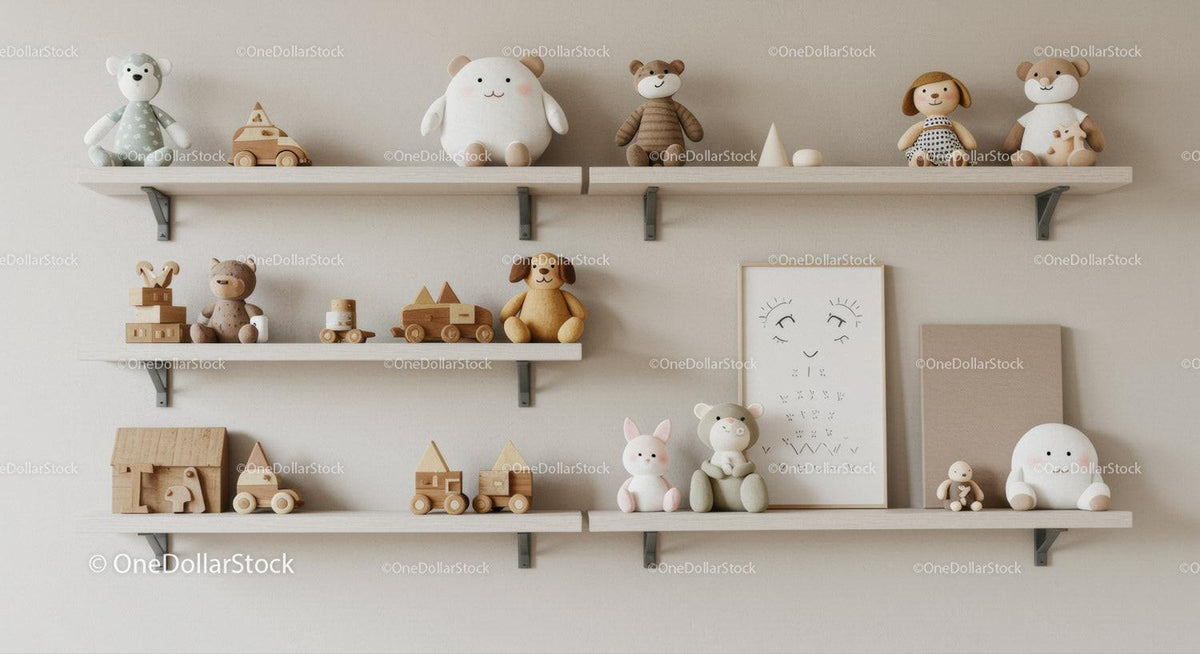 Wooden Toys and Plush Stuffed Animals in Cozy Nursery Room