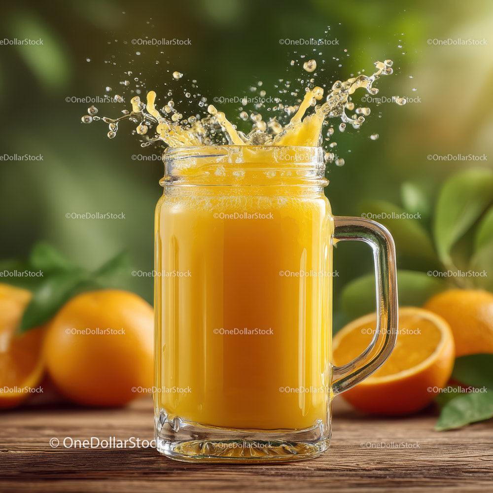 Refreshing Splash of Fresh Orange Juice in Glass Jar Stock Photo Bundle creative preview 4