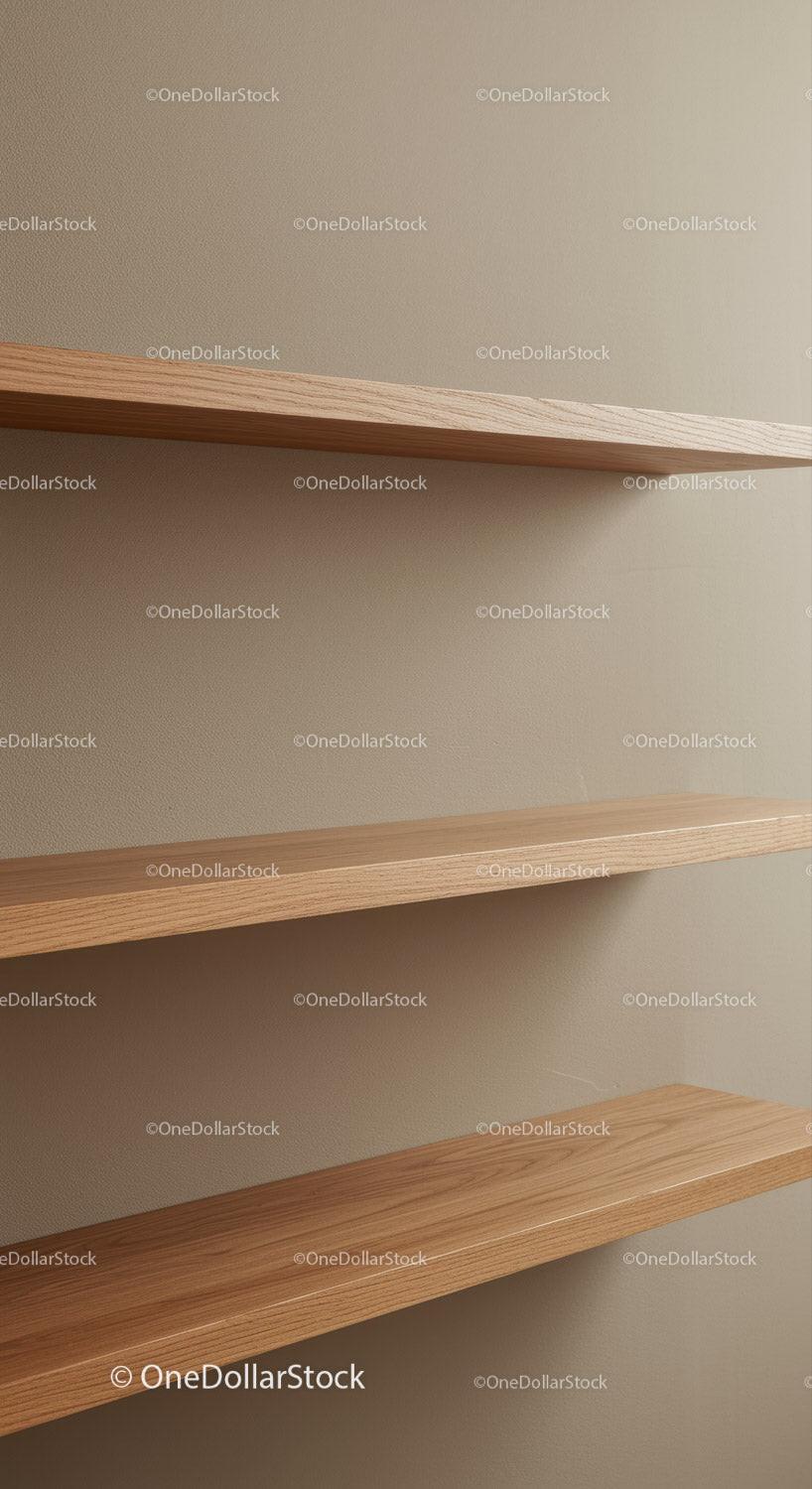 Minimalist Wooden Shelves in Neutral Interior Design