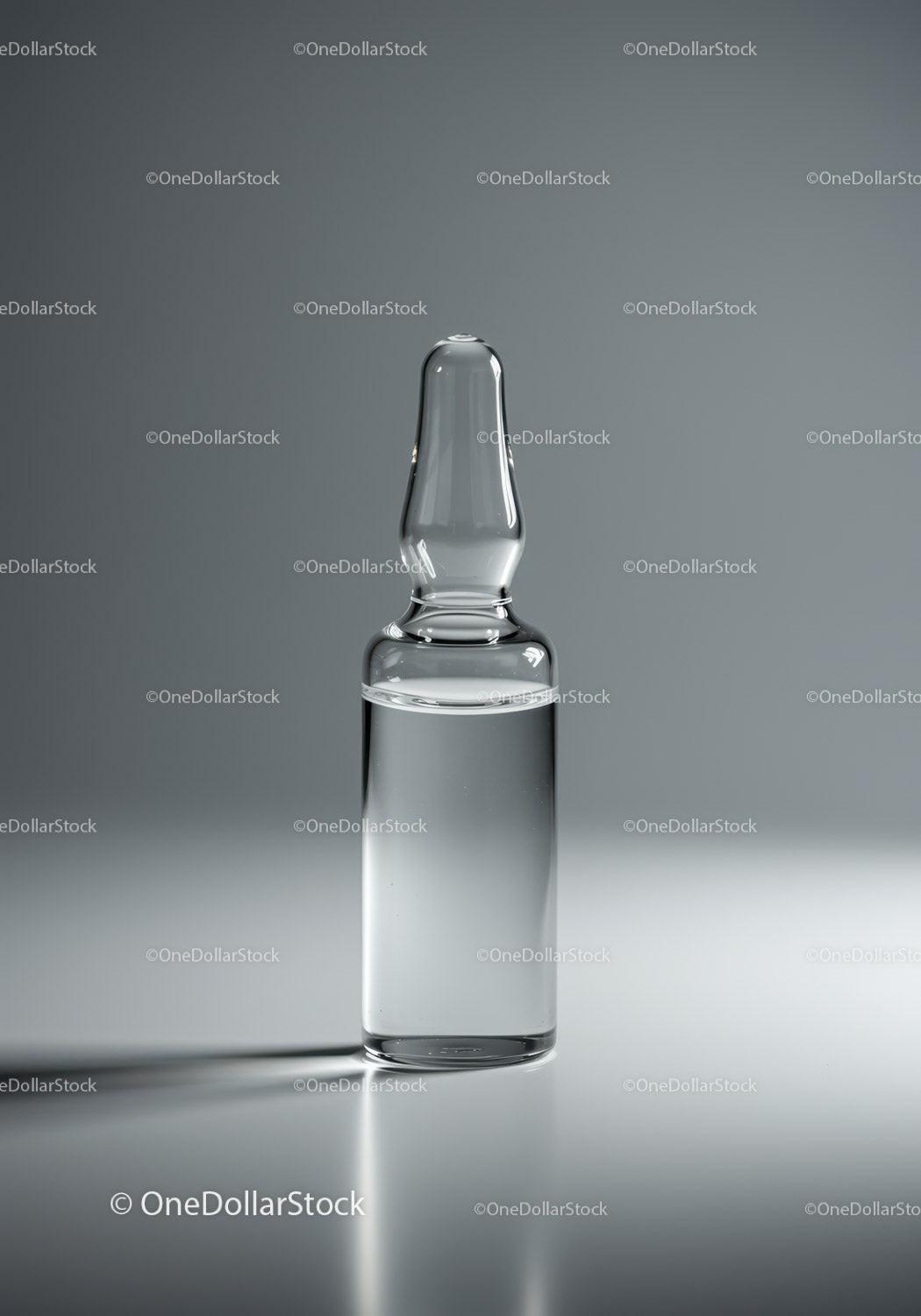 Clear Glass Ampoule with Transparent Liquid for Medical Use
