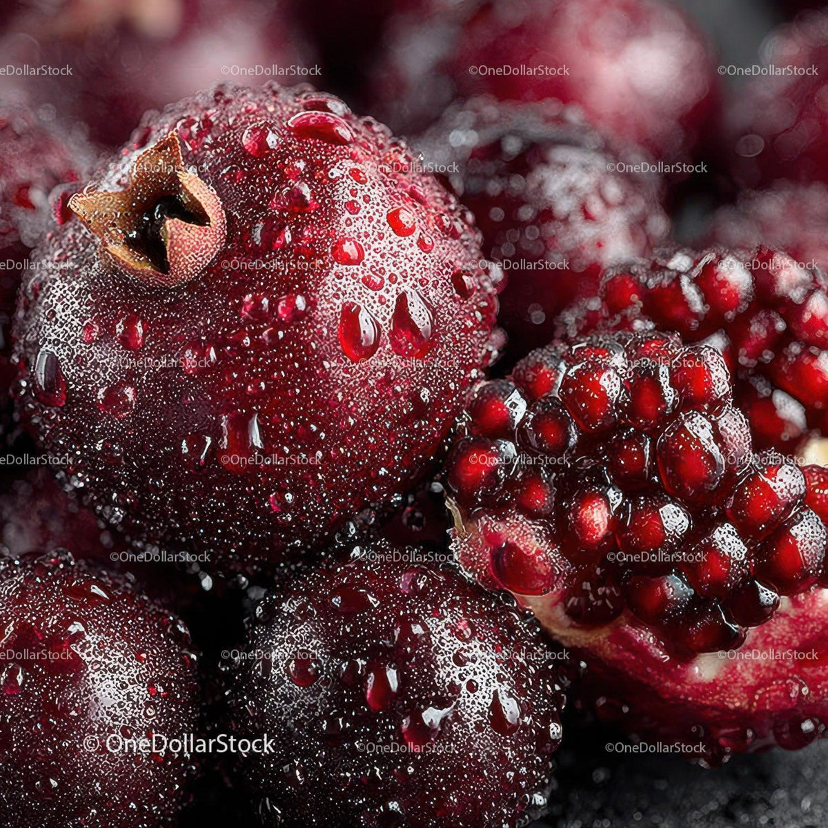 Close-up of Juicy Ripe Red Blackberry and Berry Cluster