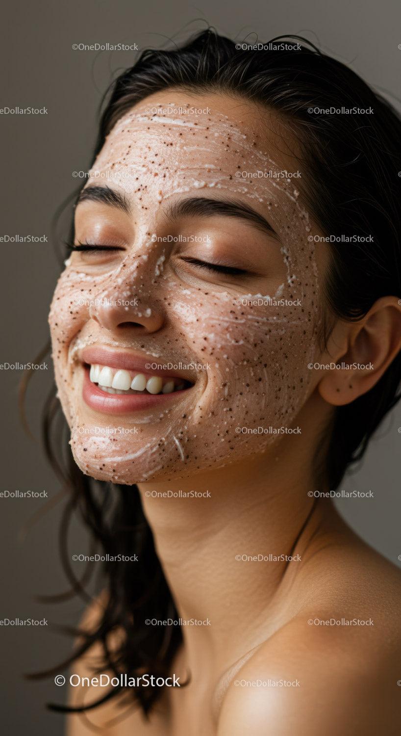 Smiling Woman with Facial Mask Showing Healthy Skin and Confidence