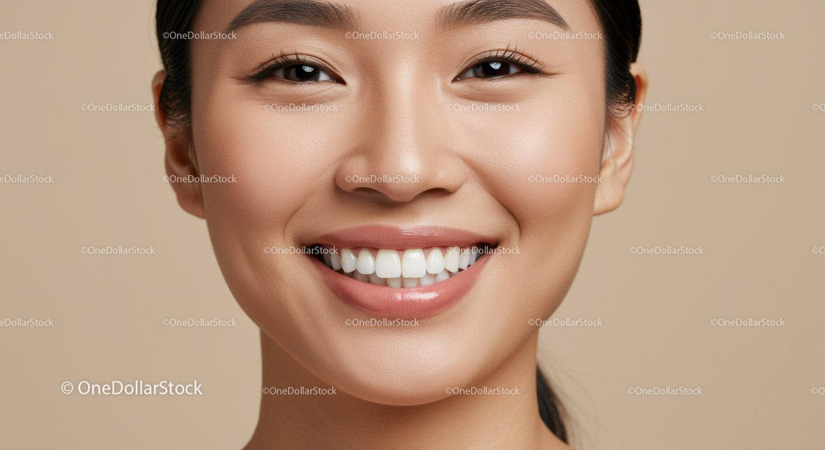 Close-up of happy woman with radiant smile