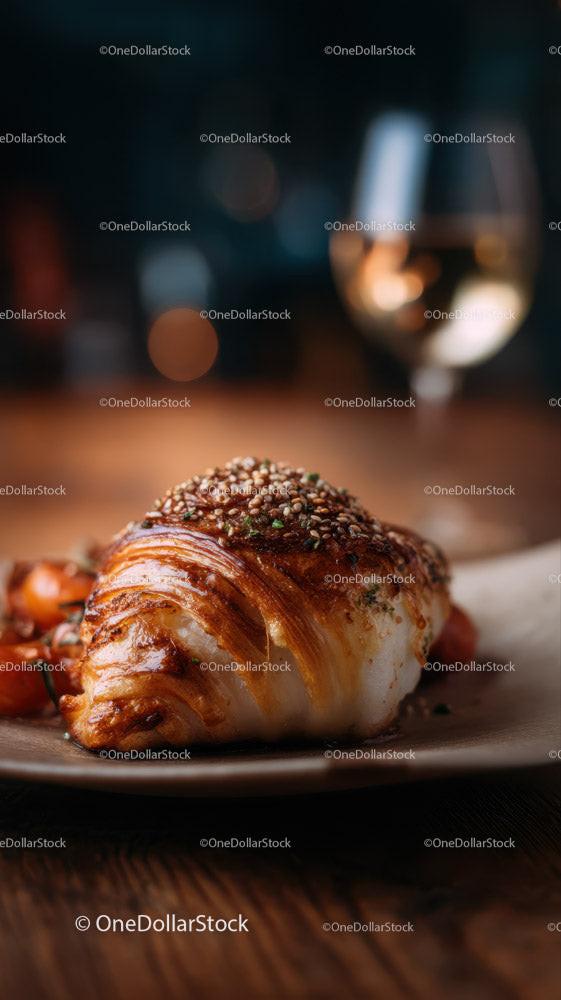 Gourmet Stuffed Chicken Breast with Roasted Vegetables and Wine