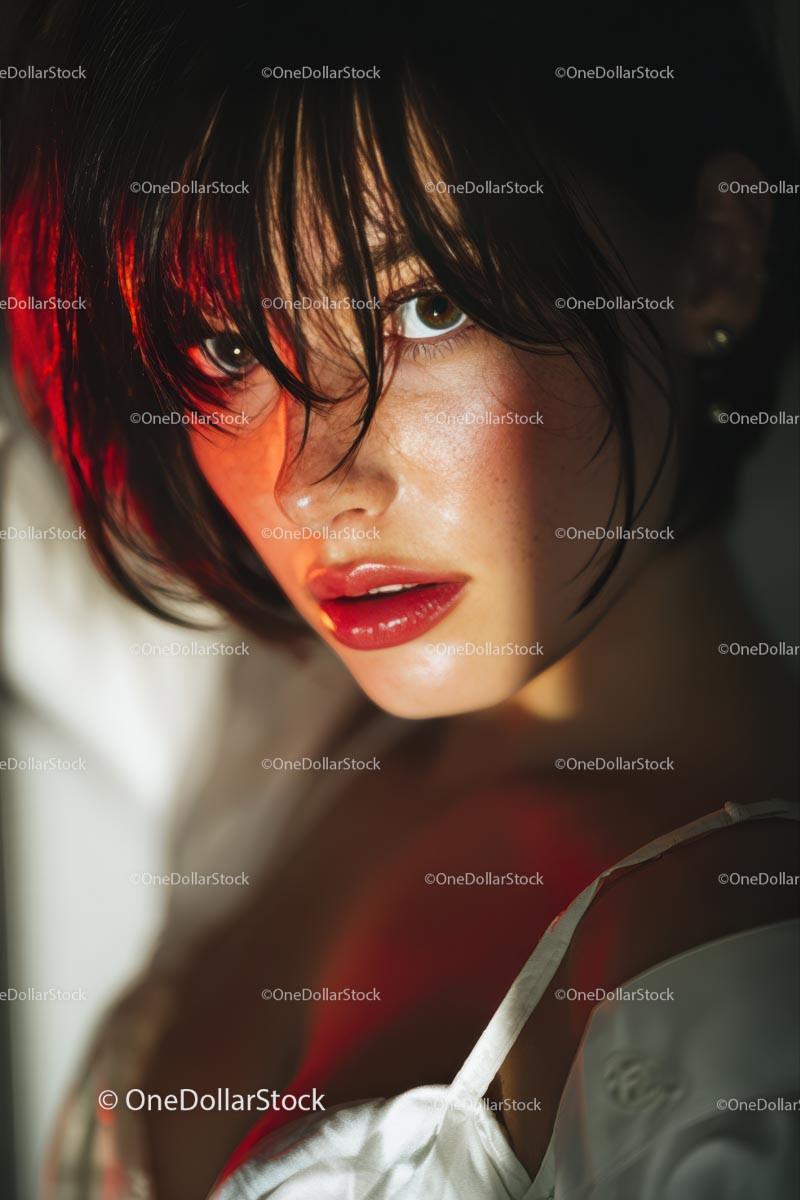 Dramatic Close-Up of a Beautiful Woman with Intense Expression Stock Photo Bundle preview 25