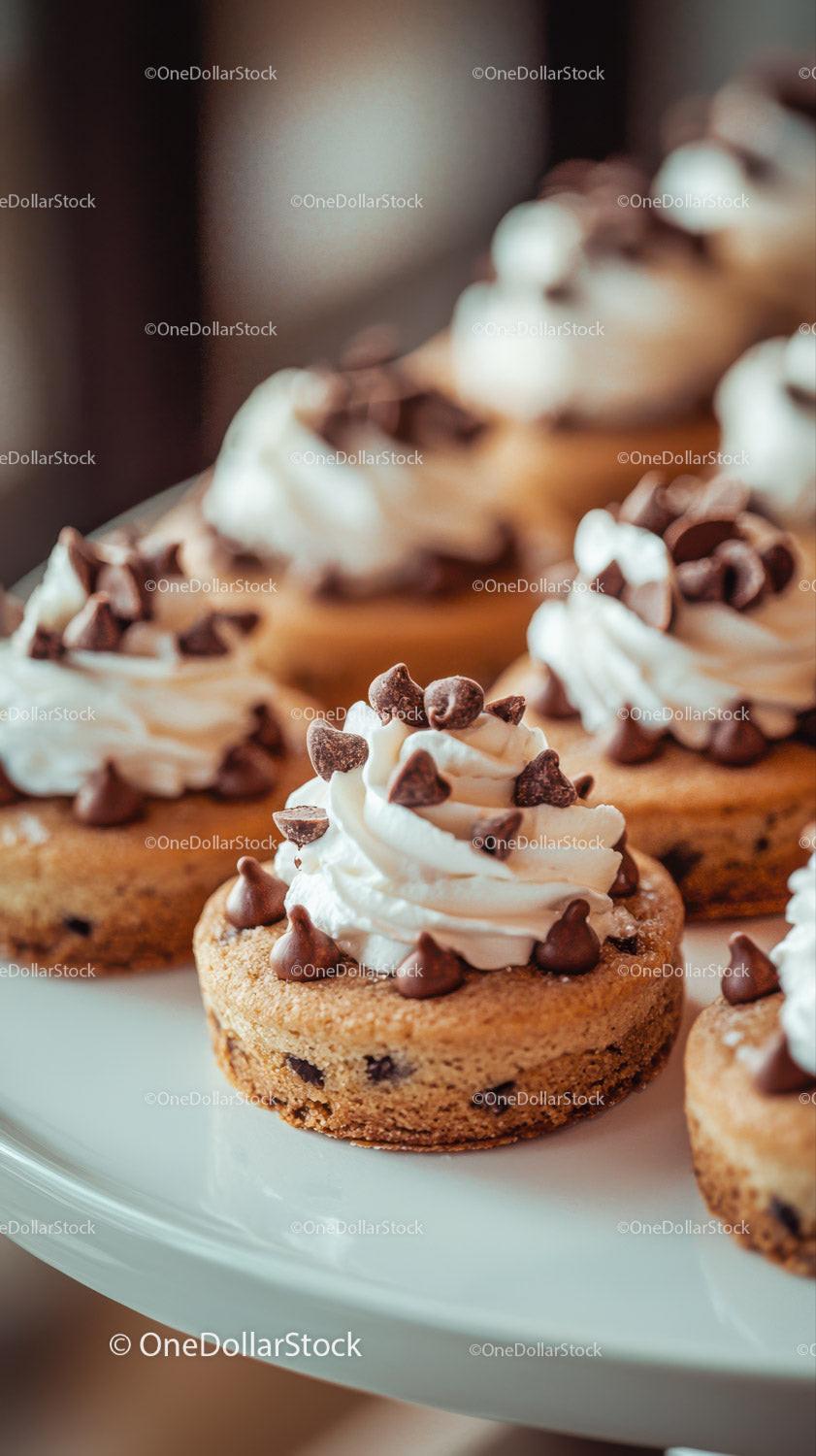 Chocolate Chip Cookie with Whipped Cream and Chocolate Topping Stock Photo Bundle preview 6