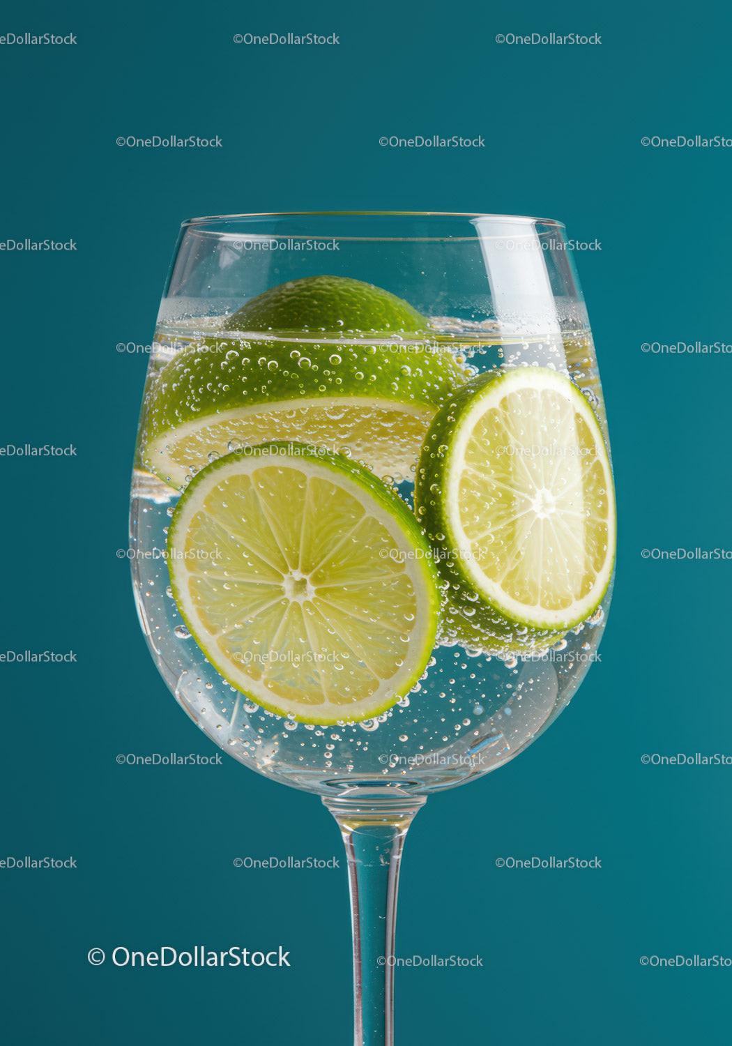 Refreshing Sparkling Water with Fresh Lime Slices