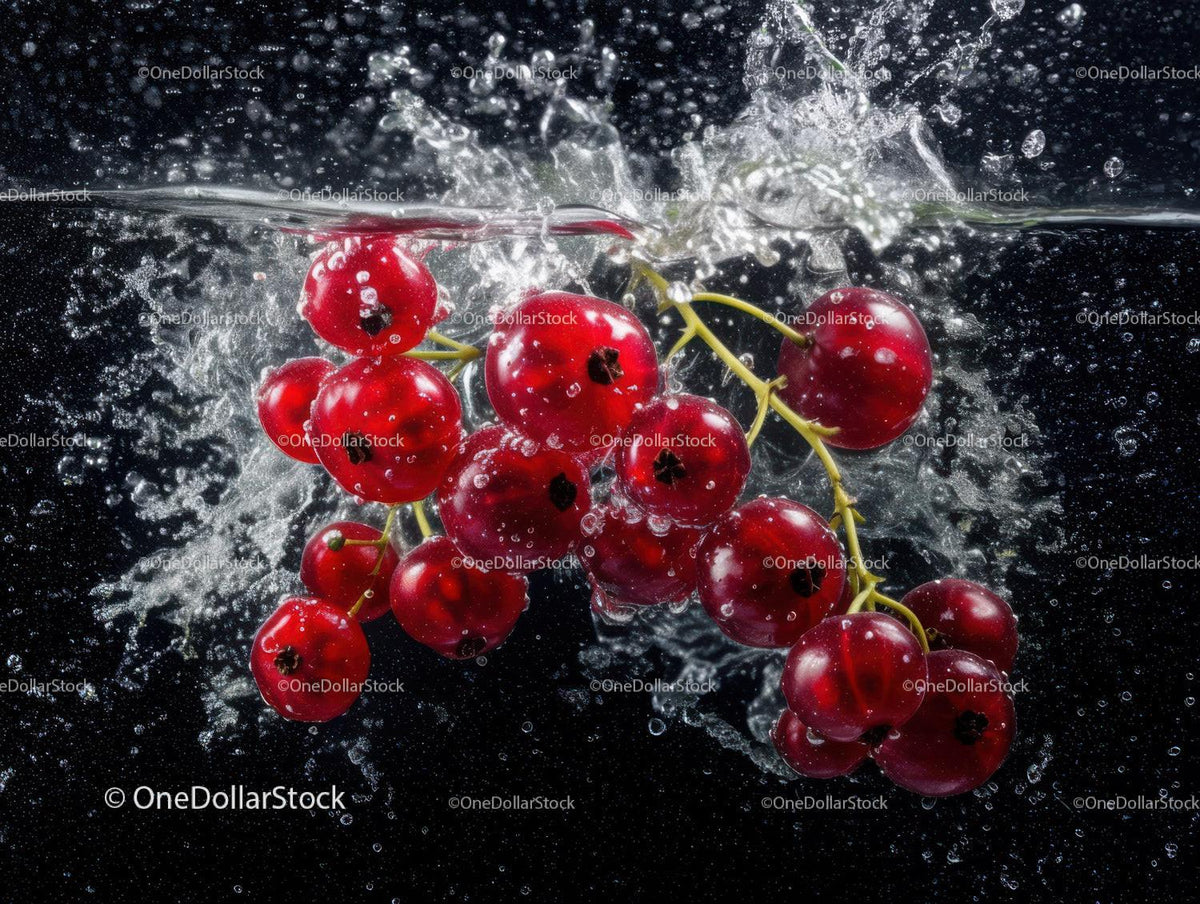 Red Currants Splash Freshberries Under Water in a Dynamic Shot