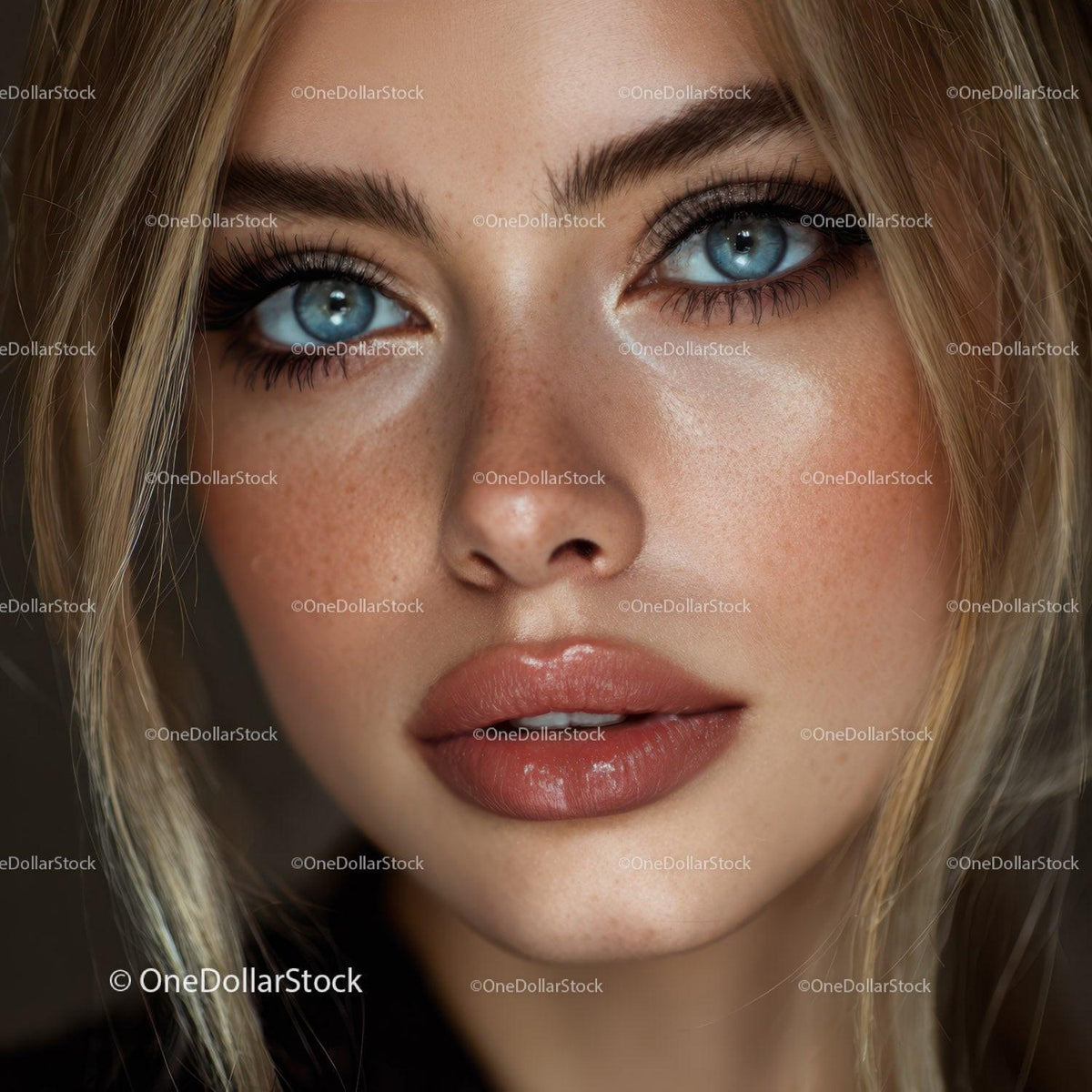 Close Up Portrait of a Woman with Blue Eyes and Natural Makeup Stock Photo Bundle preview 22