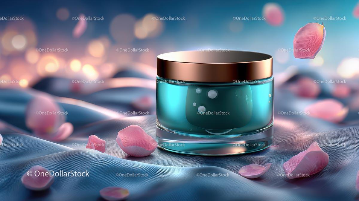 Glass Container with Floating Rose Petals in Tranquil Setting JPG Mockup Image preview 8