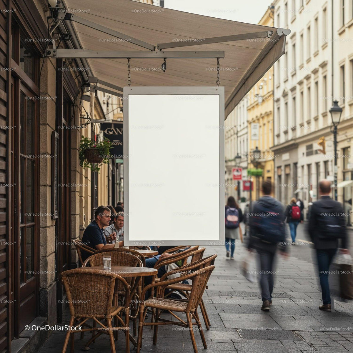 People dining outside on cozy urban cafe terrace JPG Mockup Image preview