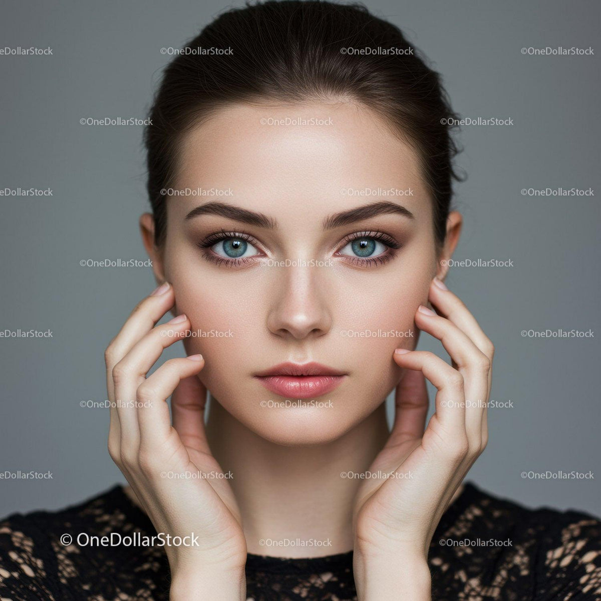 Portrait of a Young Woman with Blue Eyes and Natural Beauty