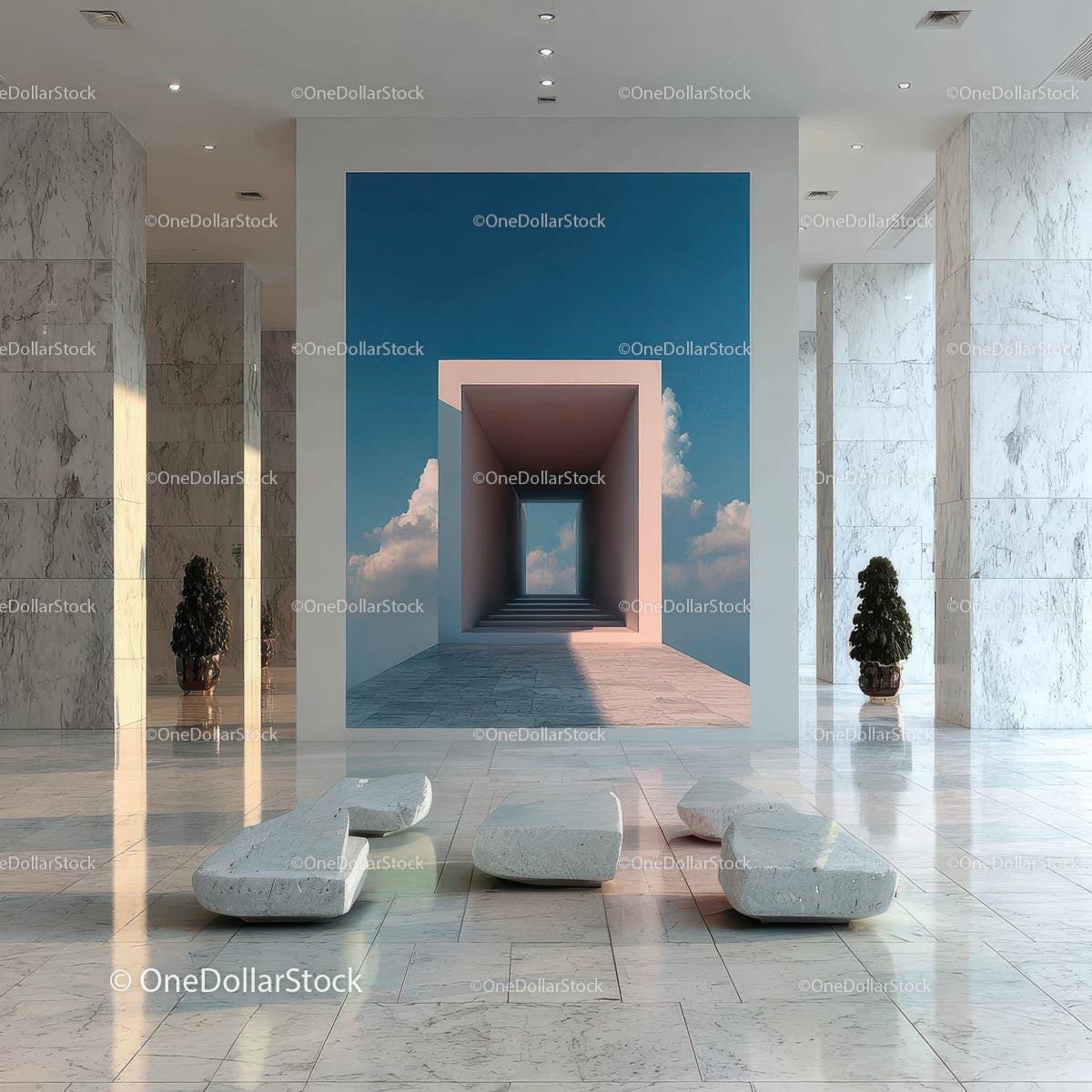 Stylish Modern Interior with Artistic Wall and Elegant Furnishings Stock Photo Bundle preview 17