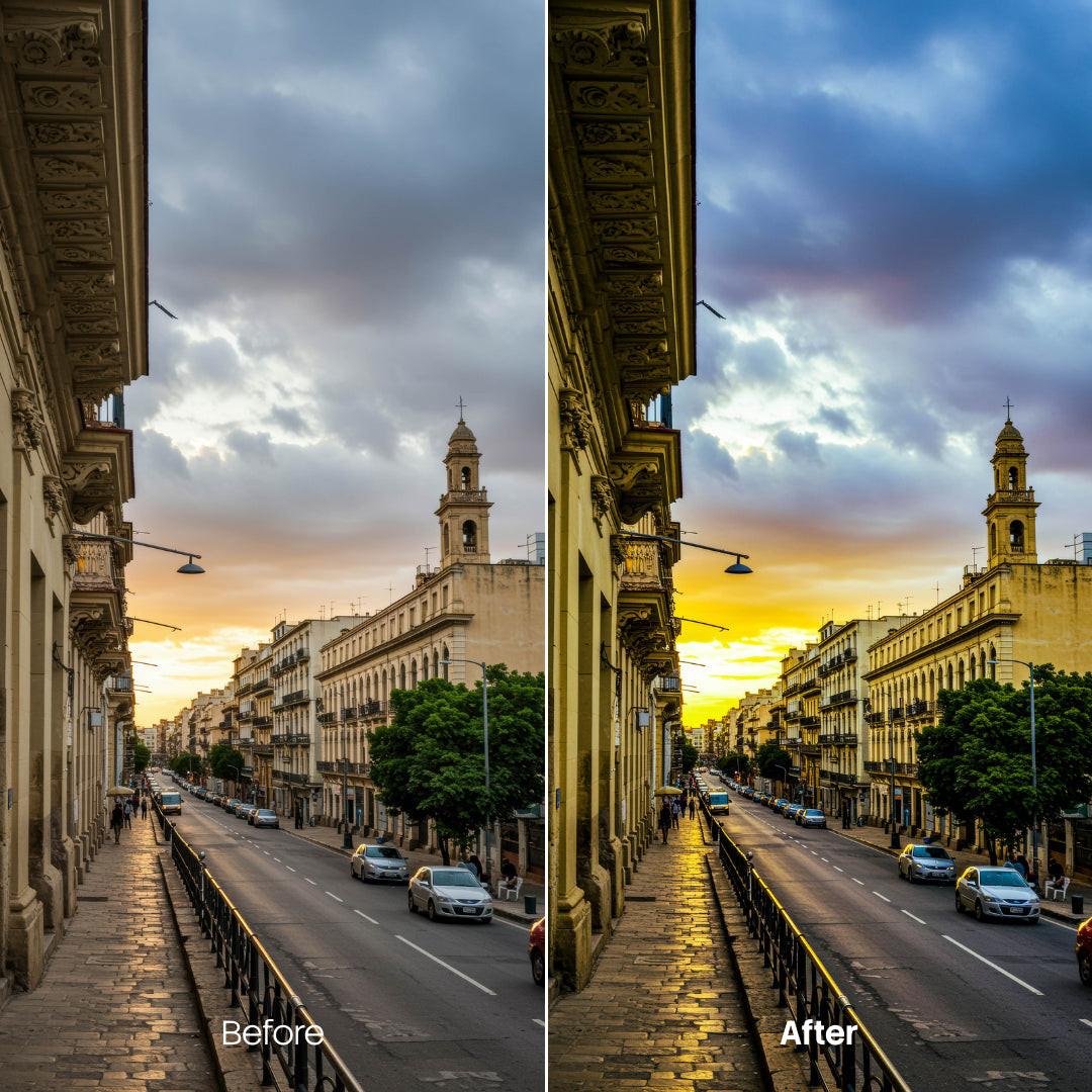 urban photography edit with Cinematic Colorful Streets Lightroom presets