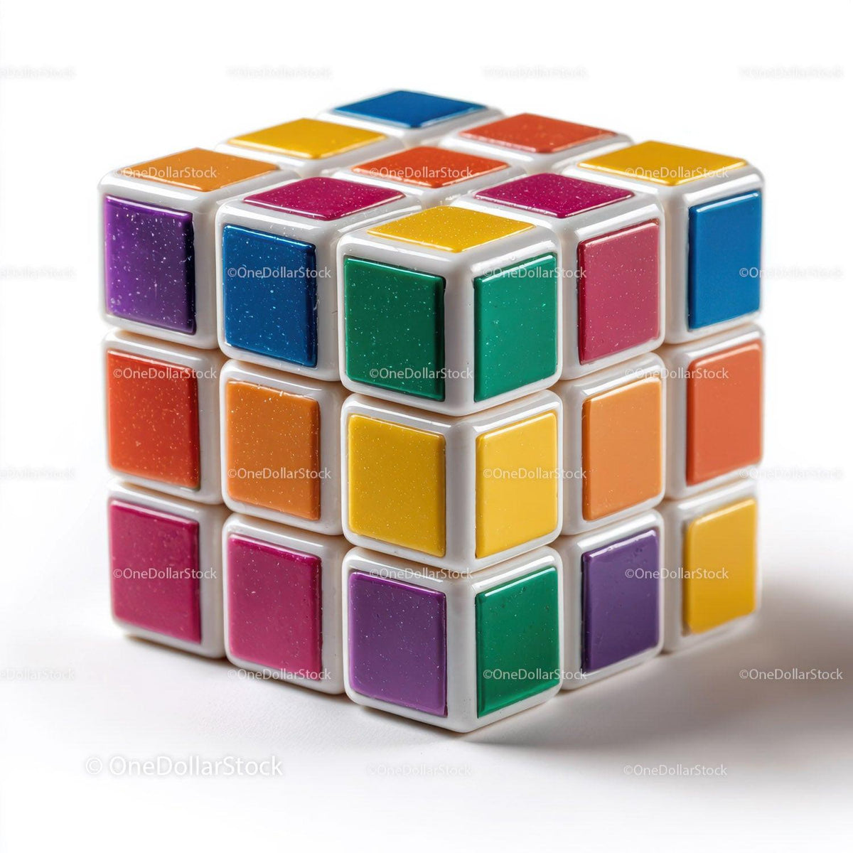 Colorful Rubik's Cube with Vibrant Red, Blue, Green, Yellow, and White Colors Stock Photo Bundle preview 32