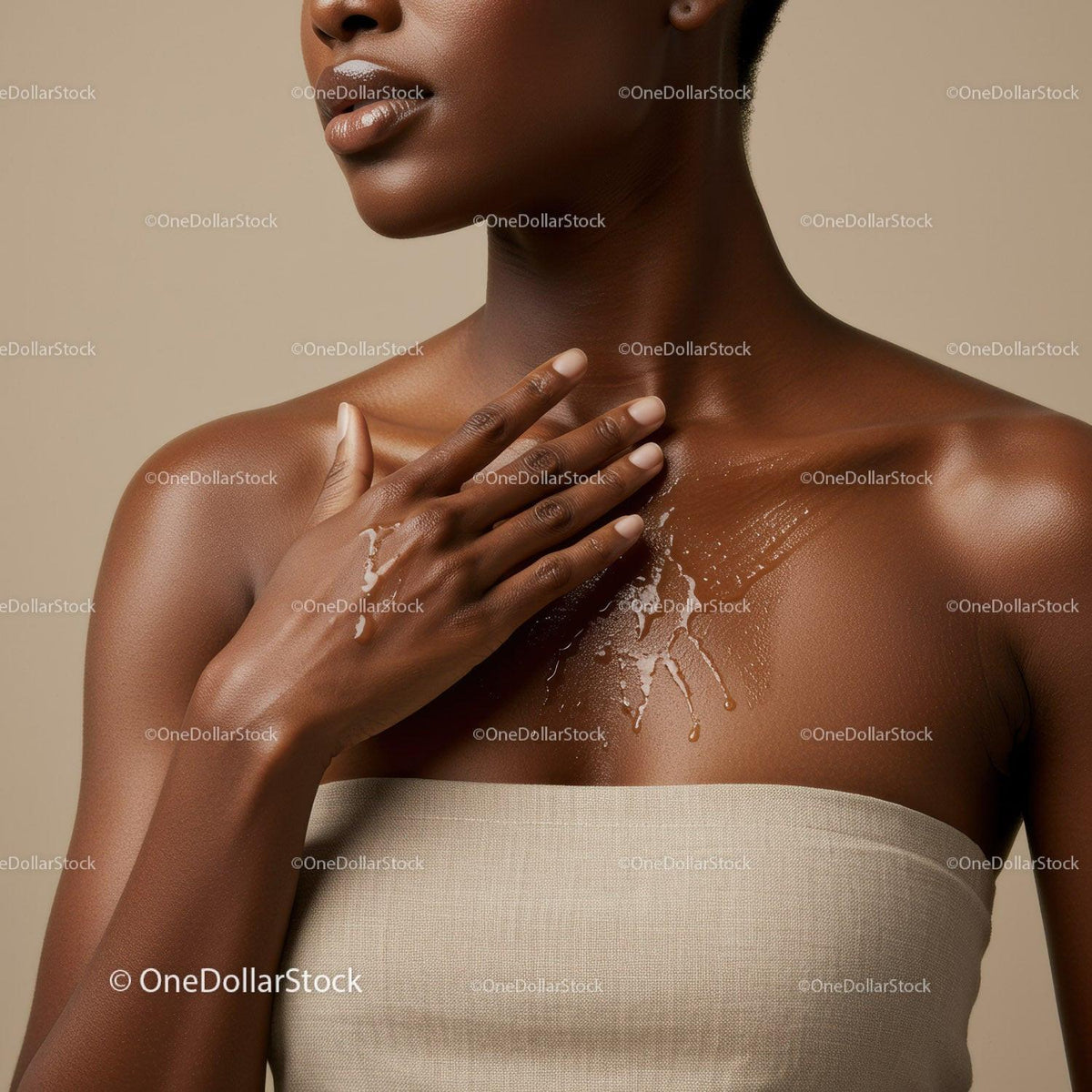 Elegant Woman with Smooth Skin and Confident Pose in Minimalist Style