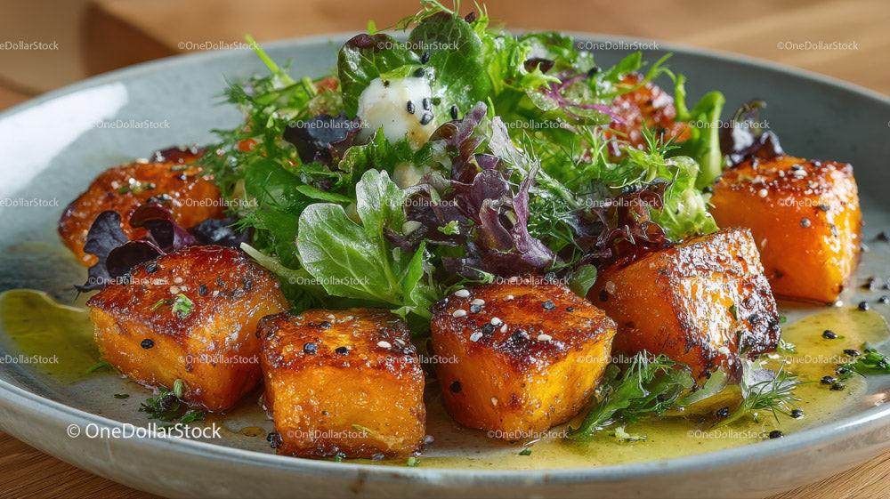 Fresh Roasted Sweet Potato and Mixed Greens Salad Stock Photo Bundle preview 10